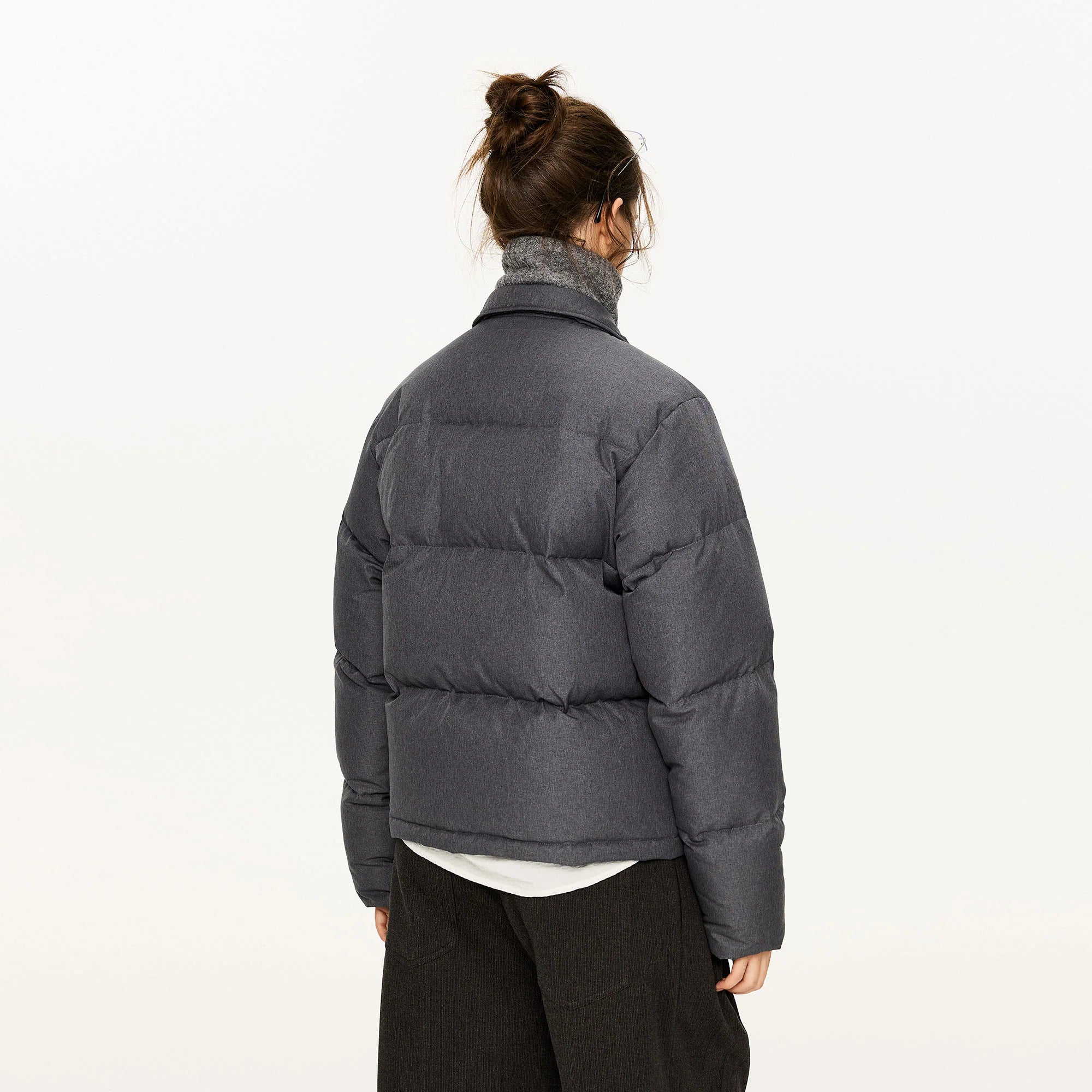 KREATE Faux Layered Cable Knit Puffer Jacket