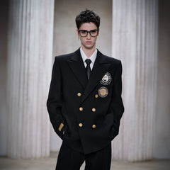 FACEONLAB Badge-Patch Double-Breasted Blazer