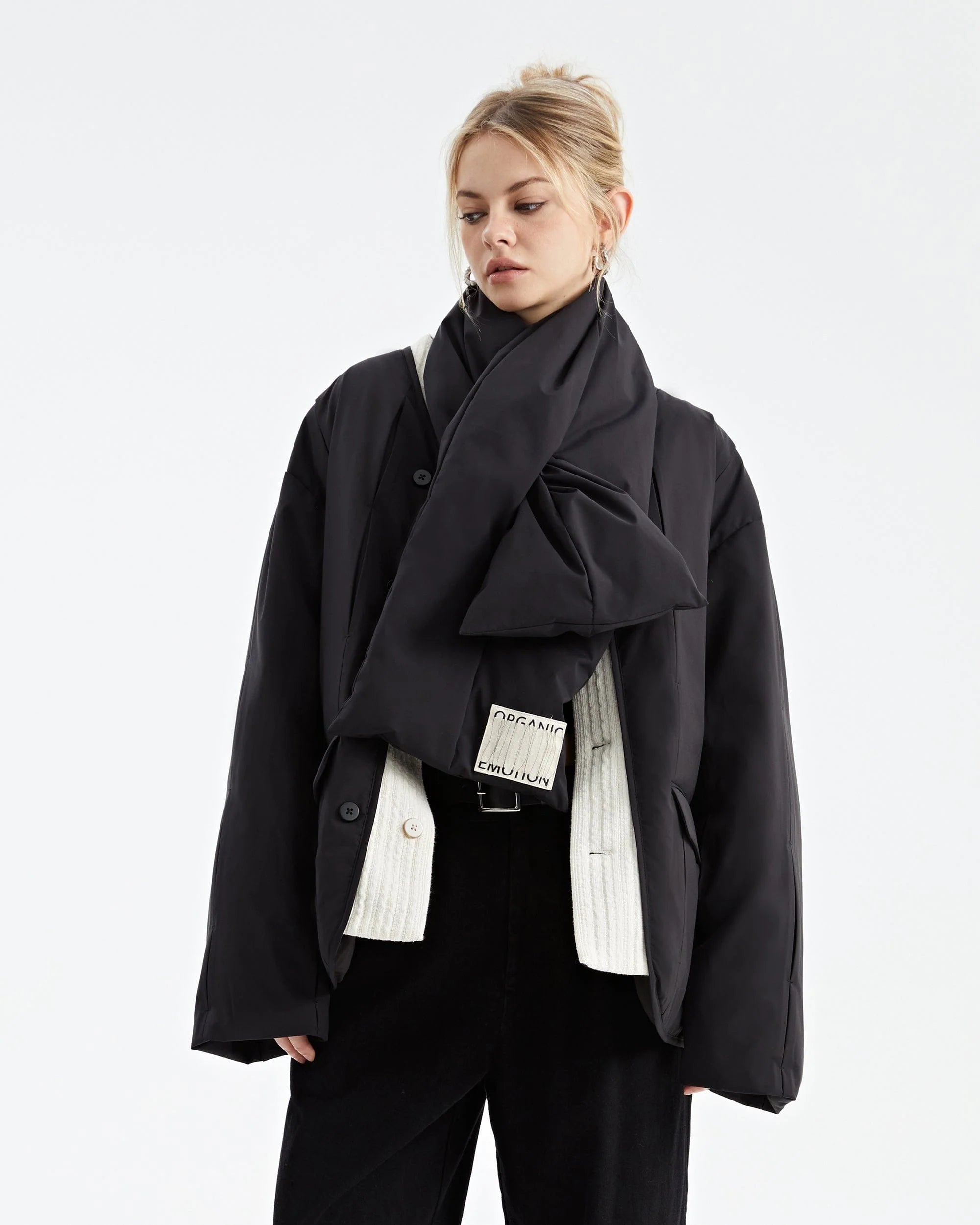 ORGANIC EMOTION Spliced Waterproof Duck Down Scarf Jacket