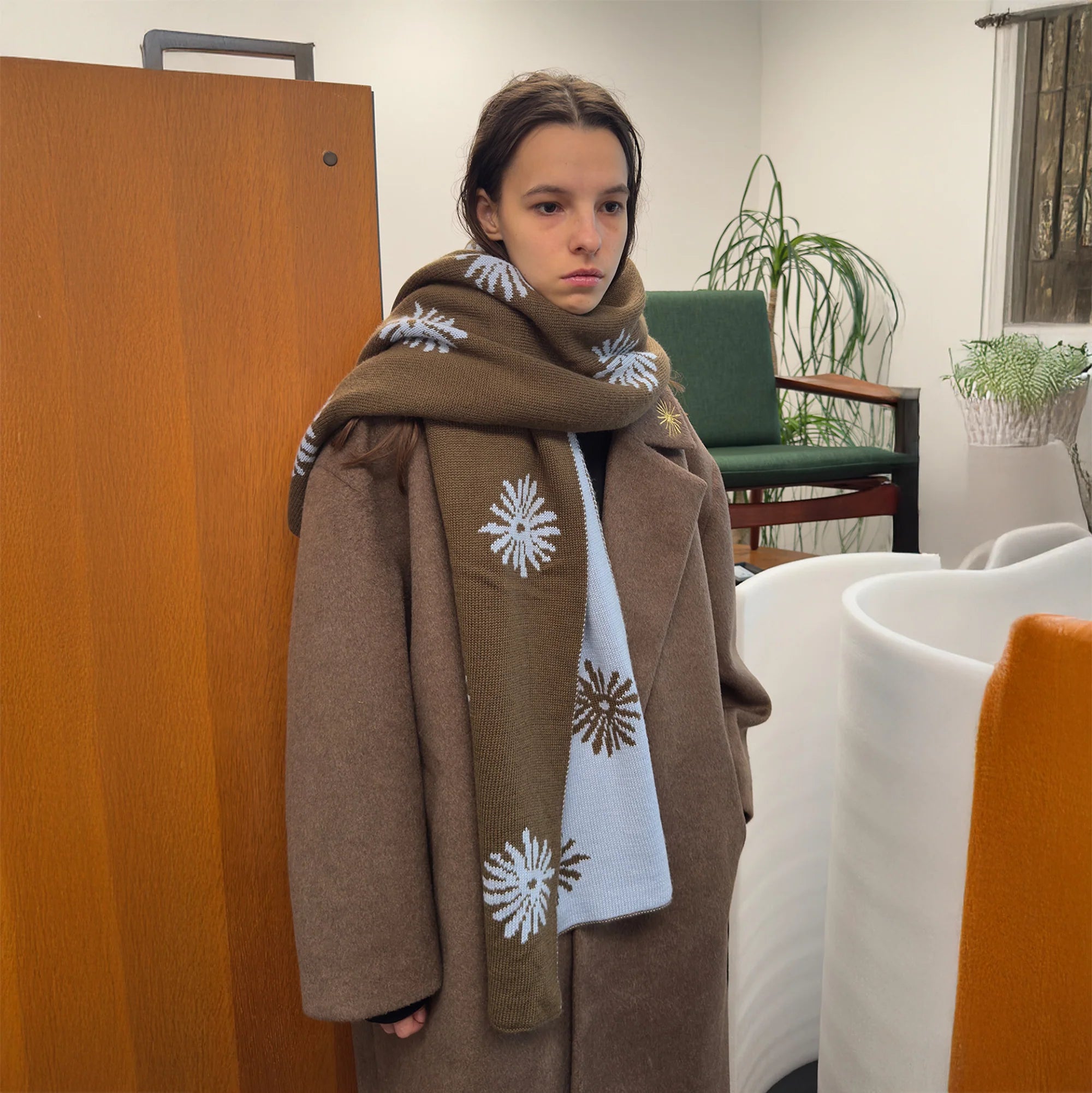MIICHOUS Snowflake Jacquard Reversible Wool-Blend Scarf