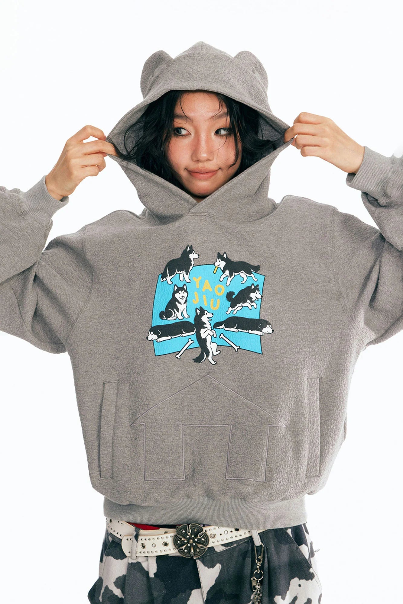 1997 POSTOFFICE Puppy Paradise Graphic Oversized Hoodie