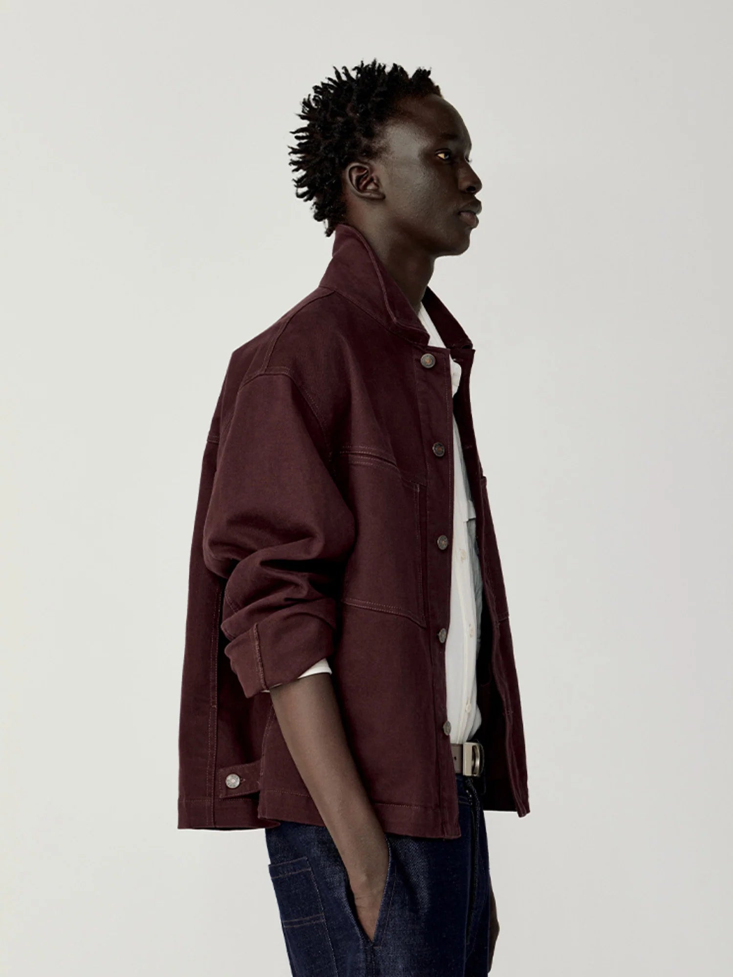 OPICLOTH Washed Patch-Pockets Curved-Cuffs Jacket
