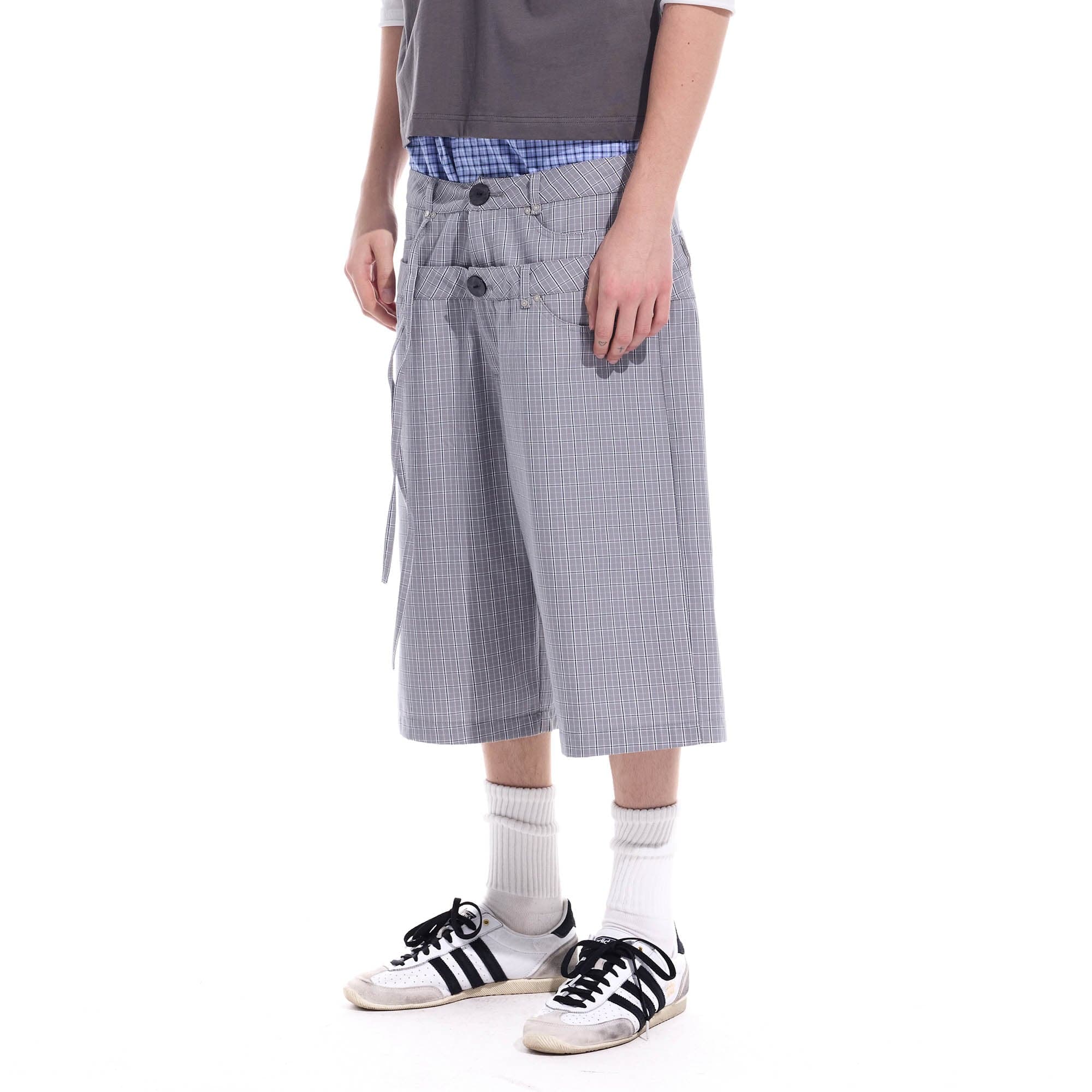 WHISTLEHUNTER Plaid Double-Waist Strap Shorts