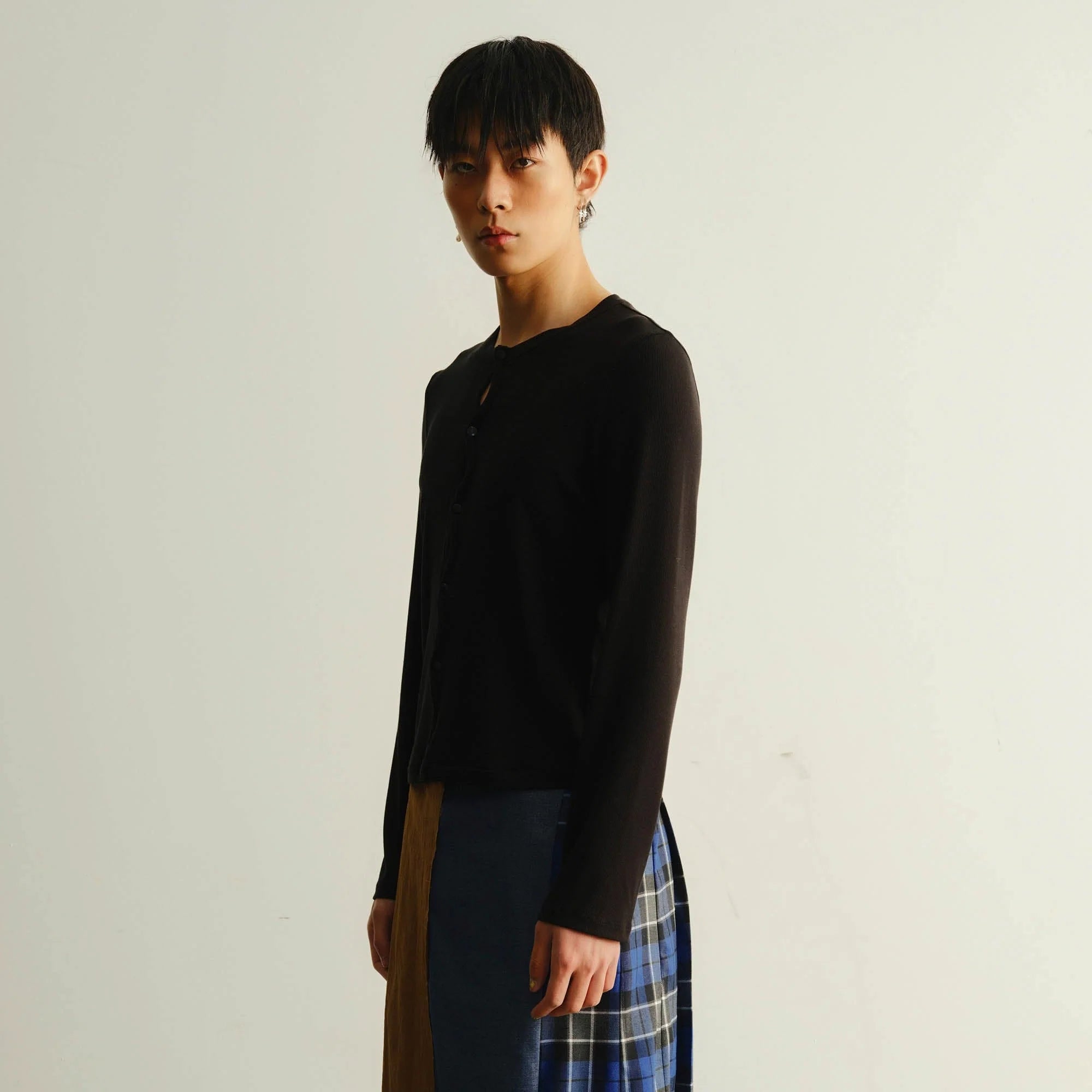 KADAKADA Cut-Out Loop Button Fitted Cardigan