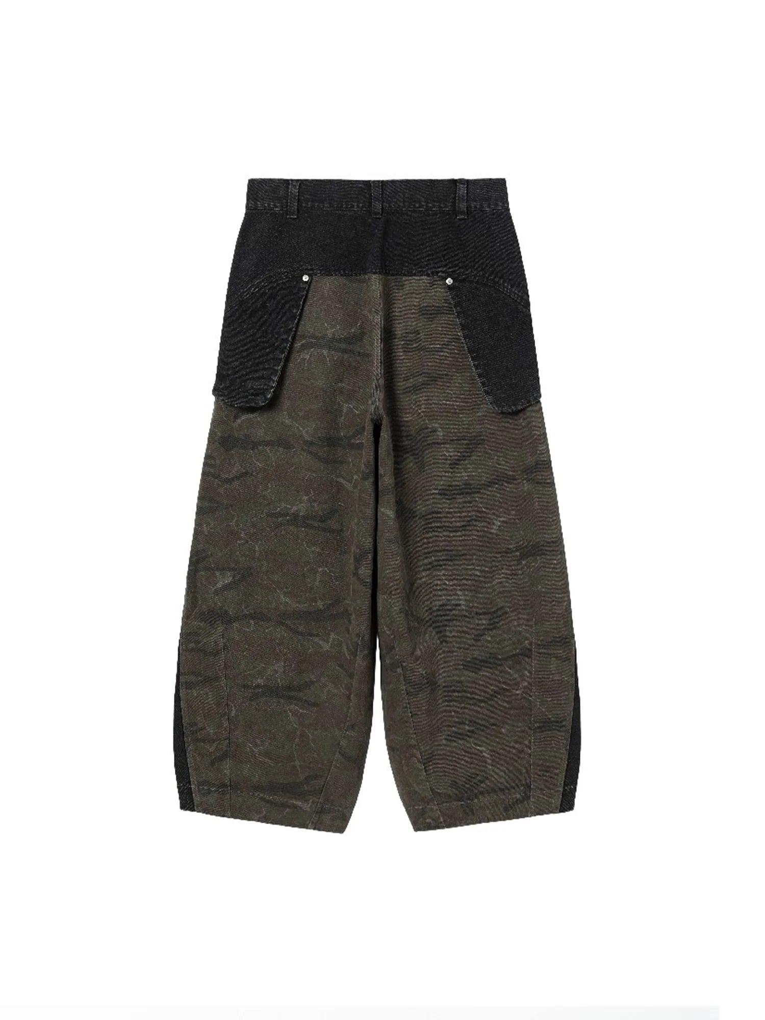 ALVNG AR ANTS Washed Camo Paneled Oversized Lantern Pants
