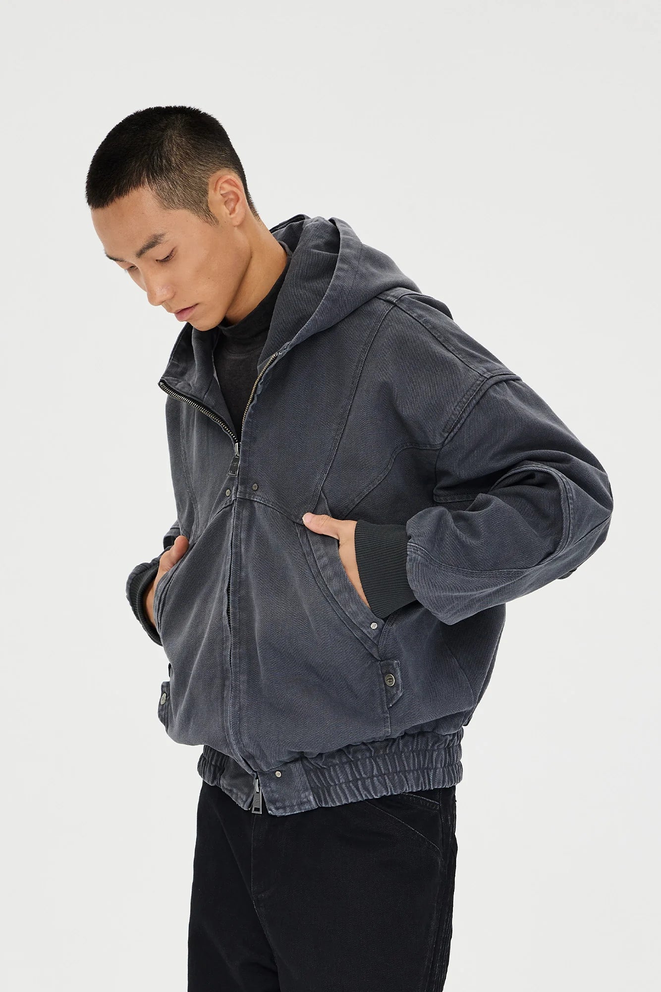 CATSSTAC Structured Panel Studded Hooded Jacket
