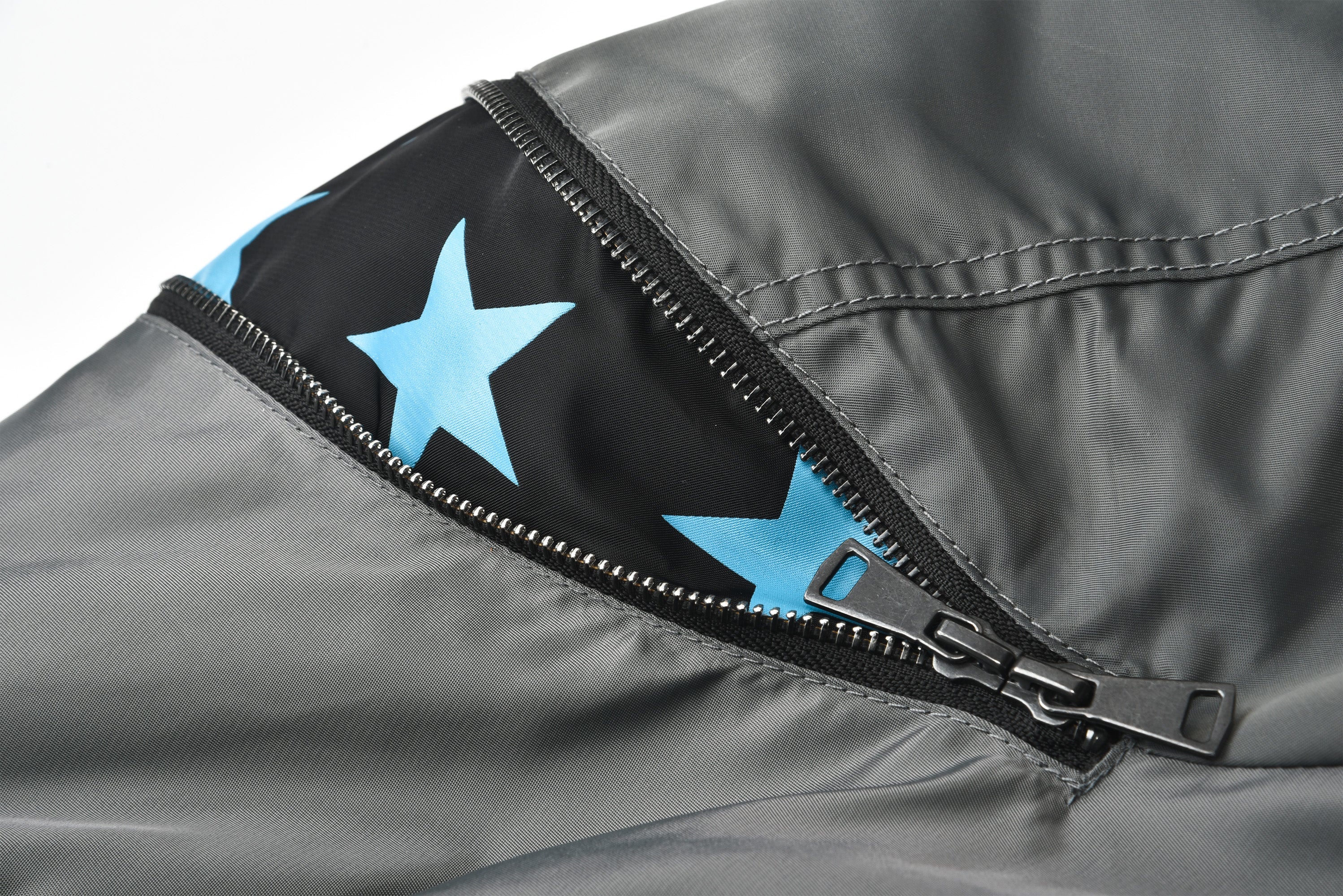 VENTUREK Retro Zipper-Spliced Raw Edge Bomber Jacket