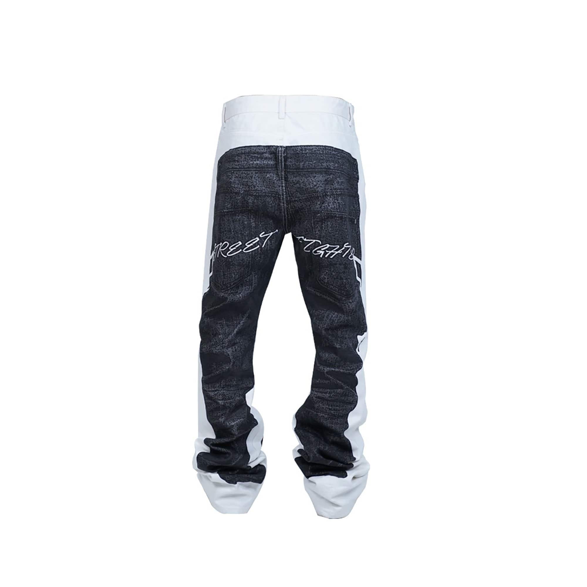 VINKID Faux-Layered Dove Graphic Contrast Panel Jeans