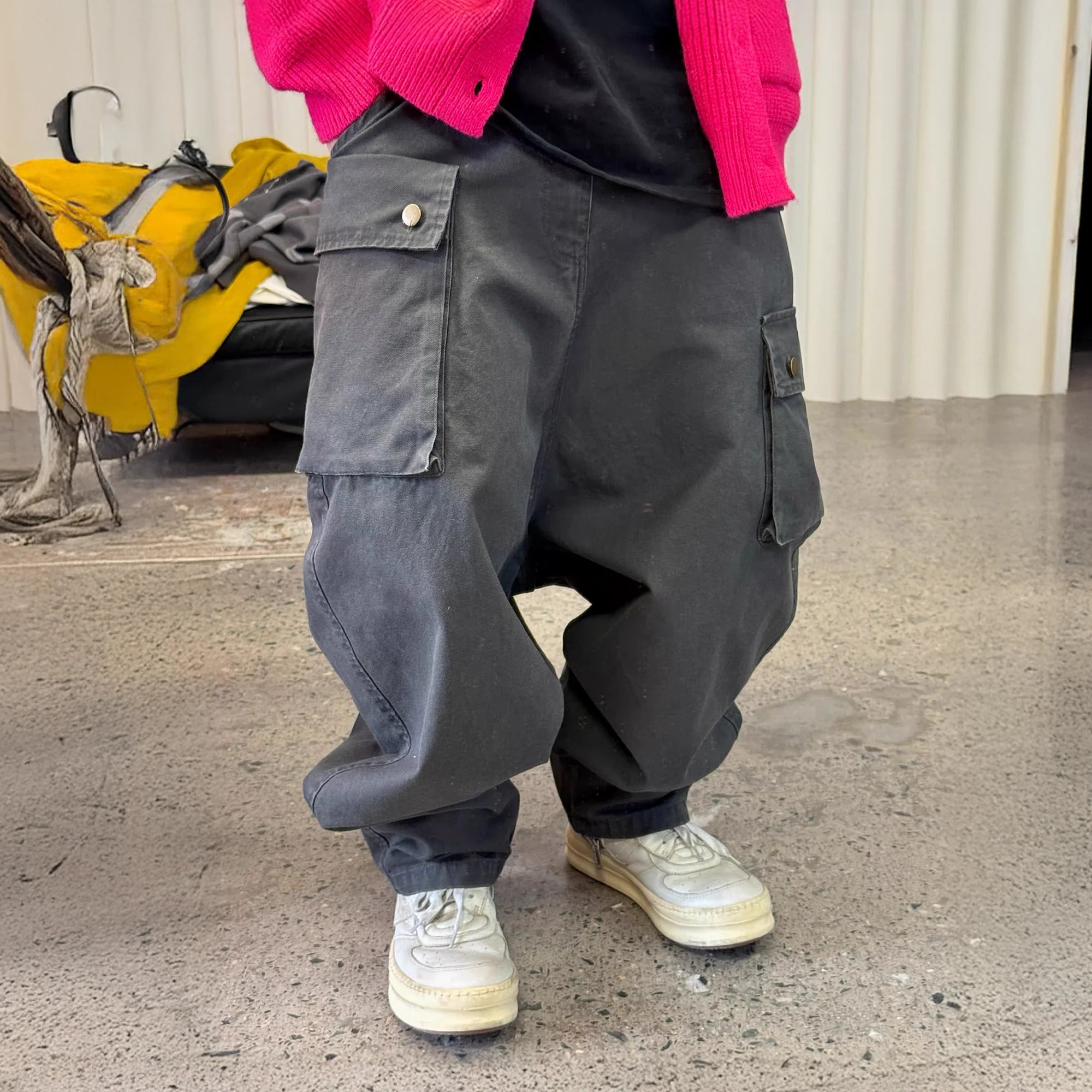 ME DA IGUAL Washed Multi-Pockets Tappered Cargo