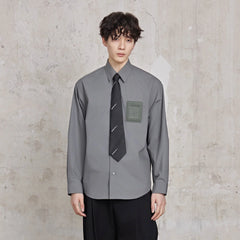 FACEONLAB Modern Patch-Pocket Poplin Shirt