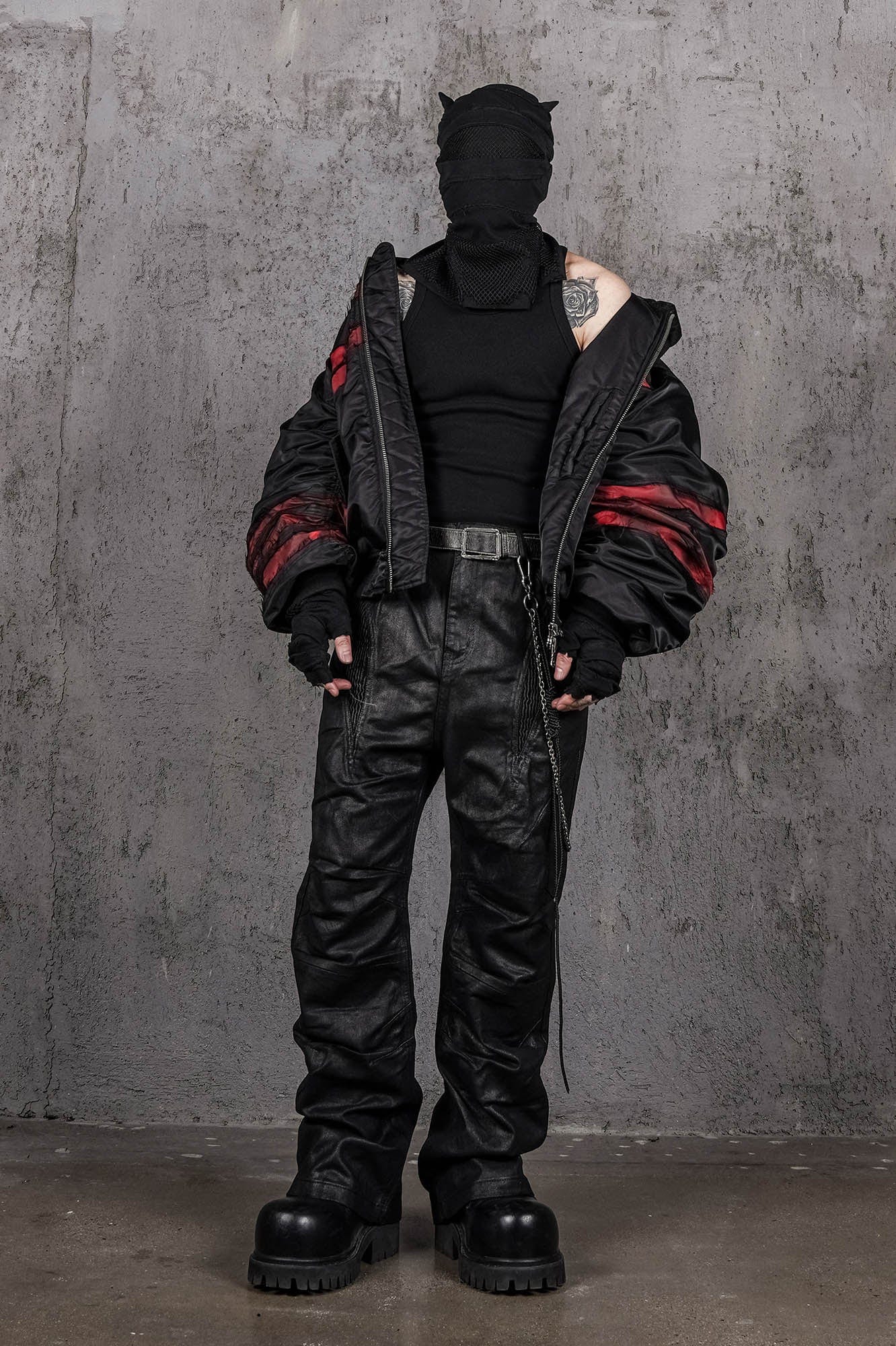 UNDERWATER Distressed Bondage MA-1 Jacket Red