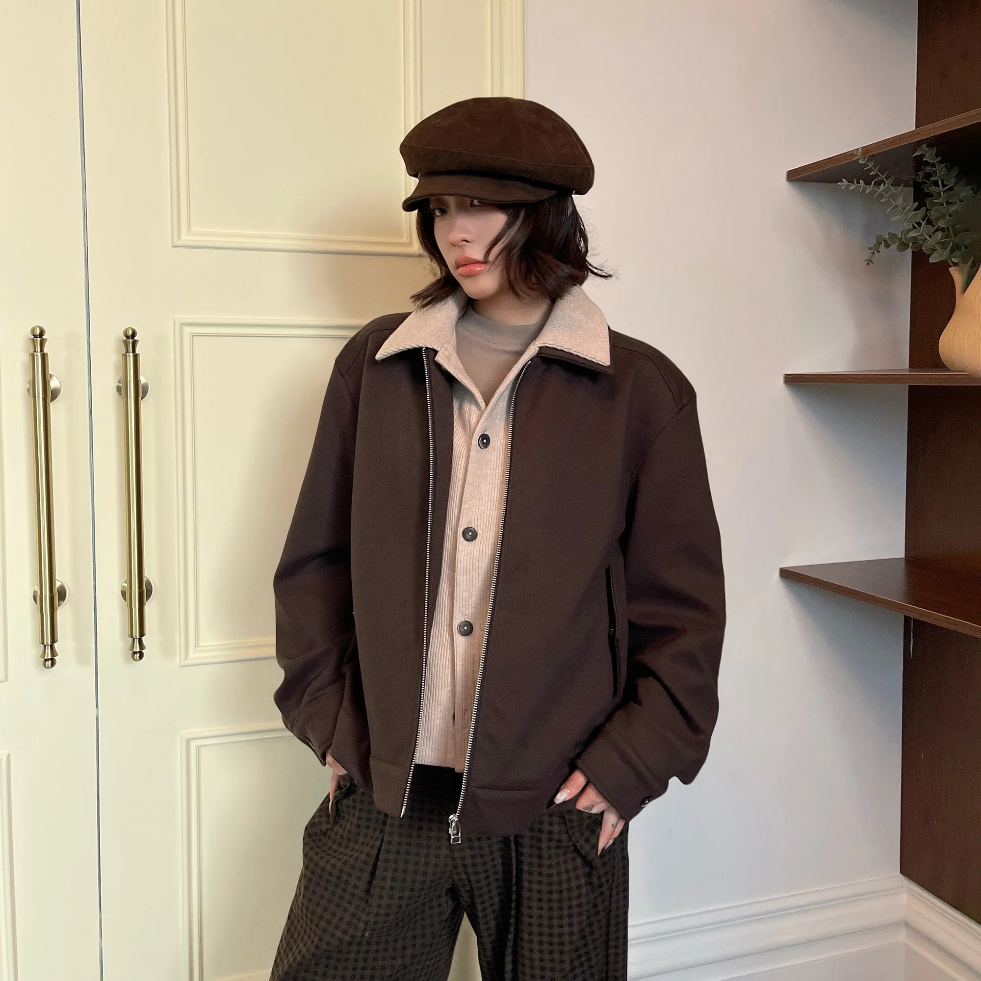 OKAYTHXBYE Faux-Layer Knit-Inset Jacket