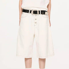 KREATE Essential Button-Up Stitched Denim Shorts