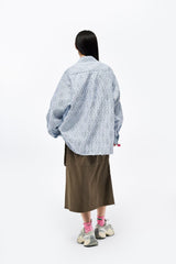 OVERLAPS Frayed Diamond Stripe Overshirt