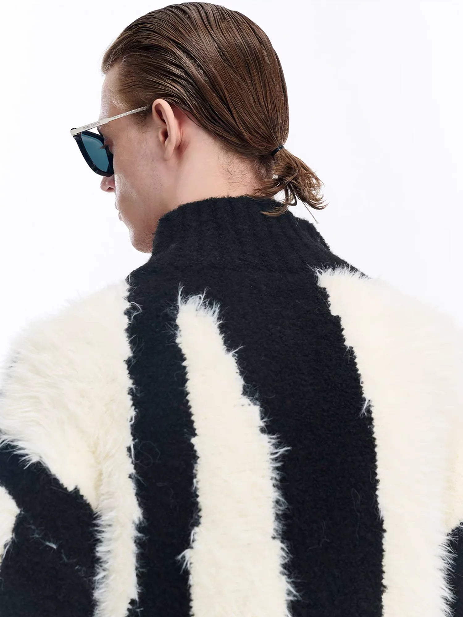 TIWILLTANG Fuzzy Faux-Mink Contrast Sweater