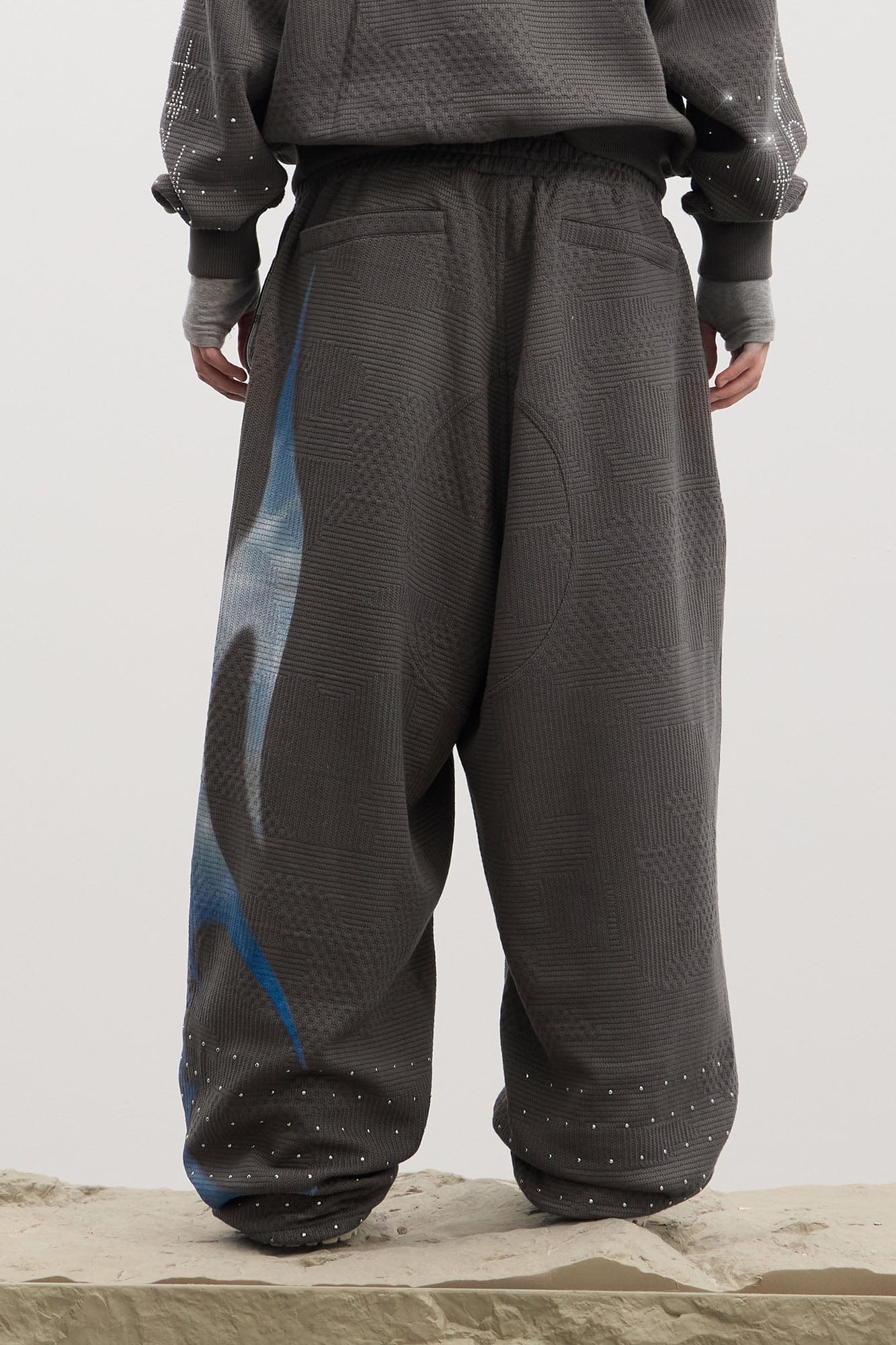 DND4DES Virgin Mary Graphic Rhinestone Sweatpants