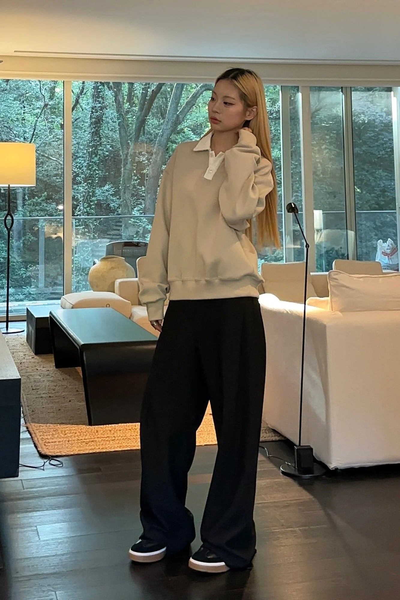OKAYTHXBYE Flexweave Contrast Collar Sweatshirt