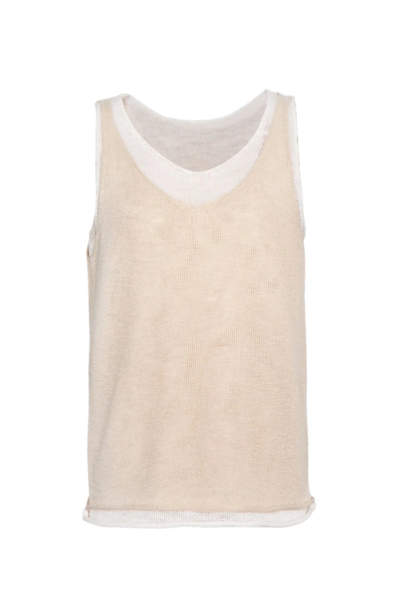 LEONSENSE Contrast Layered V-Neck Knit Tank Top