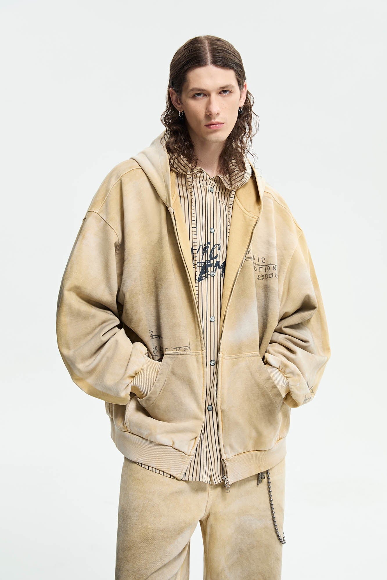 ORGANIC EMOTION Dirty Fit Graffiti Zip-Up Hoodie