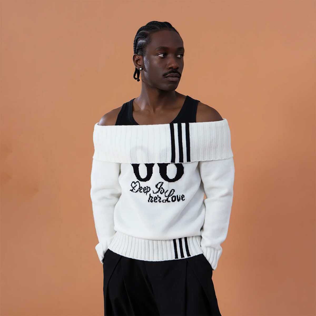 CLP Off-Shoulder Foldover Knit Sweater