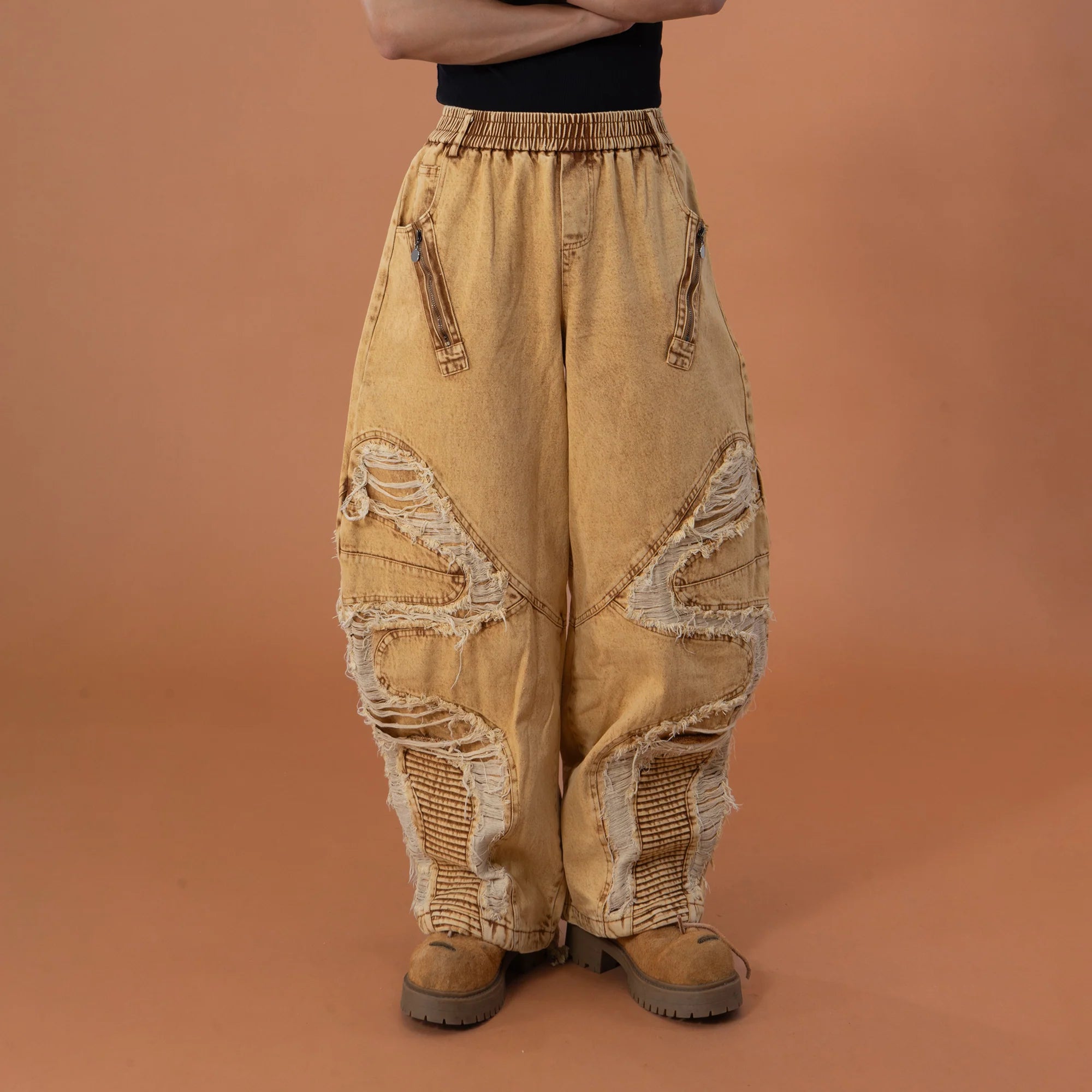 CLP Dirty Fit Ripped Elastic-Waist Jeans