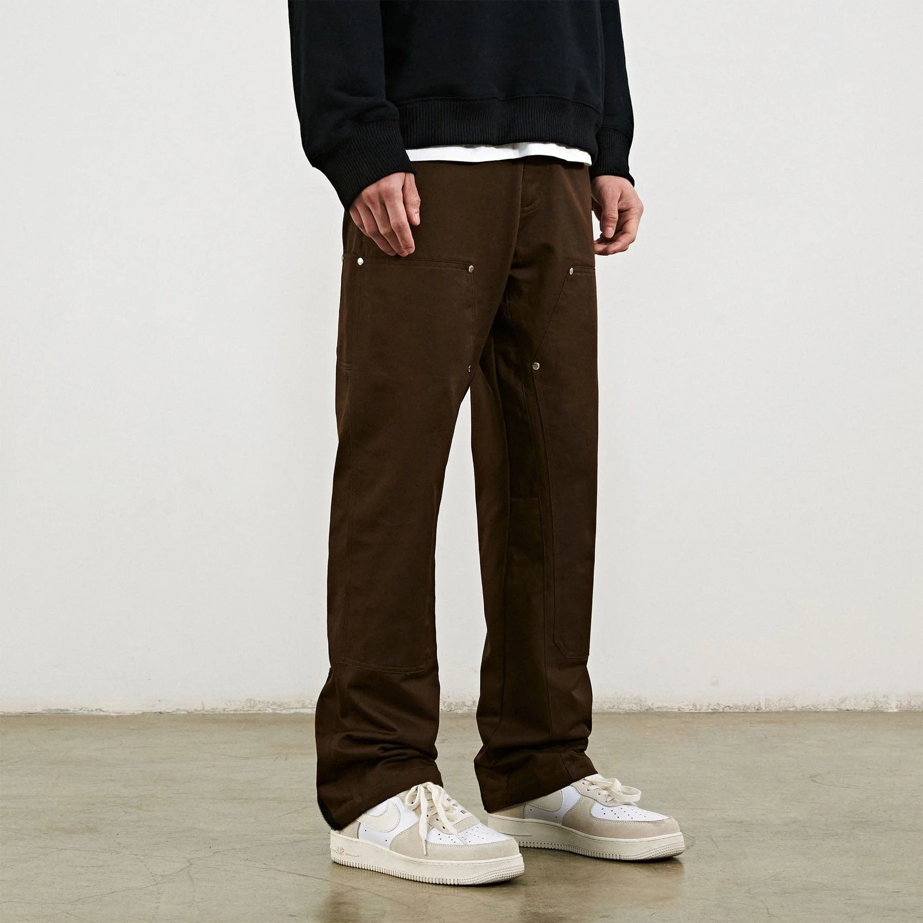BONELESS Rivet Double-layered Back Zipper Pants