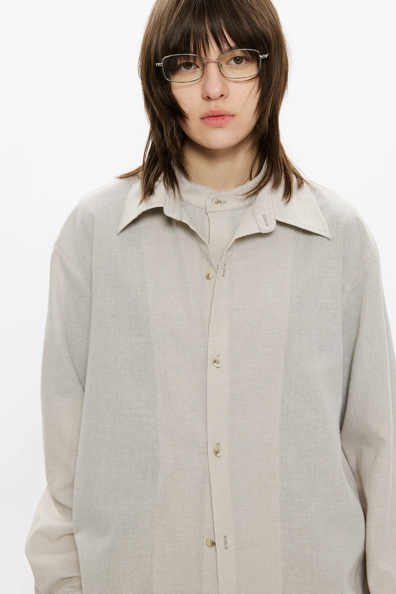 KREATE Linen Layered Check Shirt