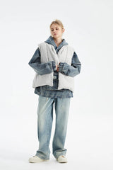ORGANIC EMOTION Deconstructed Scarf Collar Down Vest