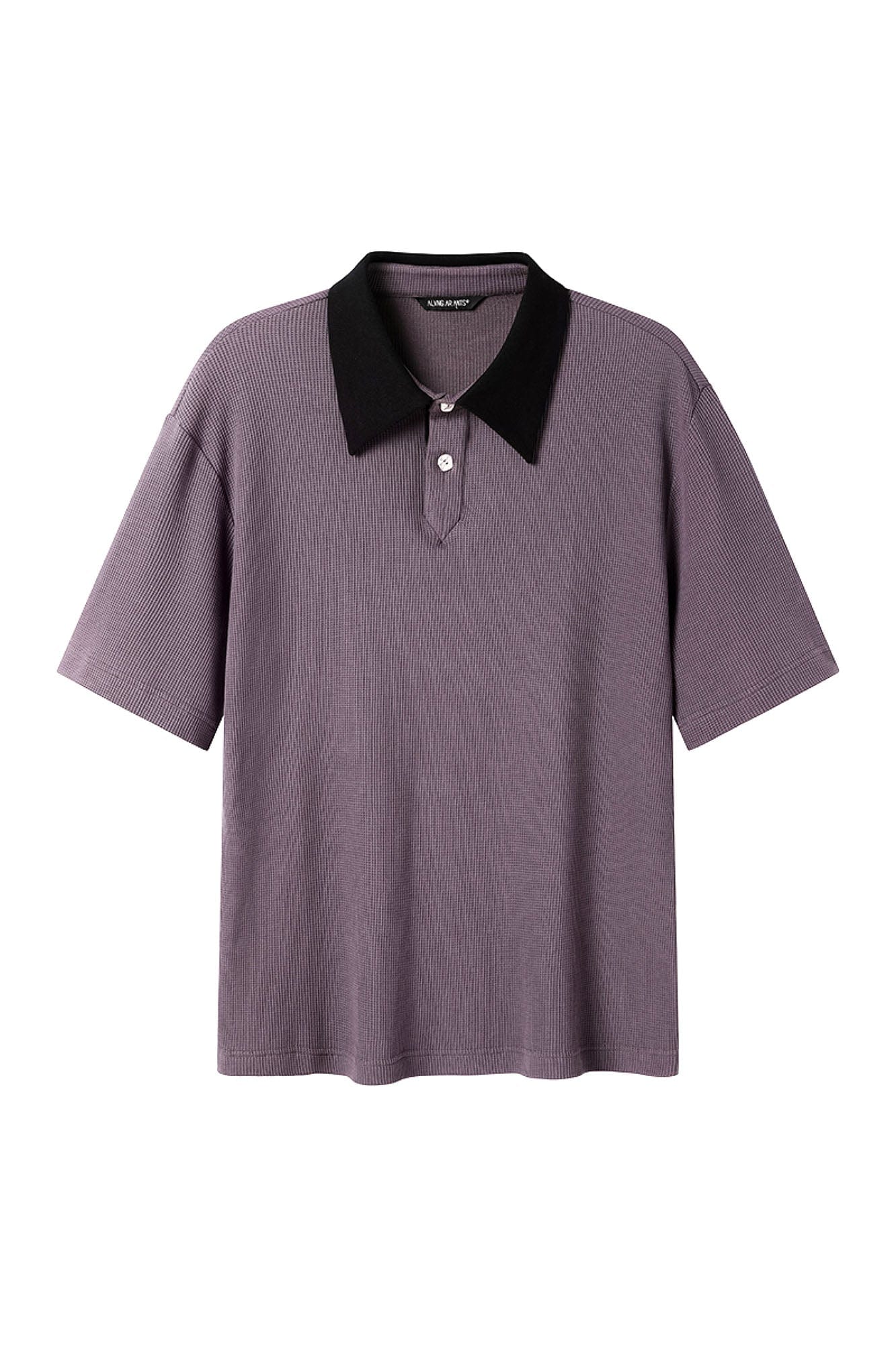 ALVNG AR ANTS Contrast Collar Waffle Knit Polo Shirt