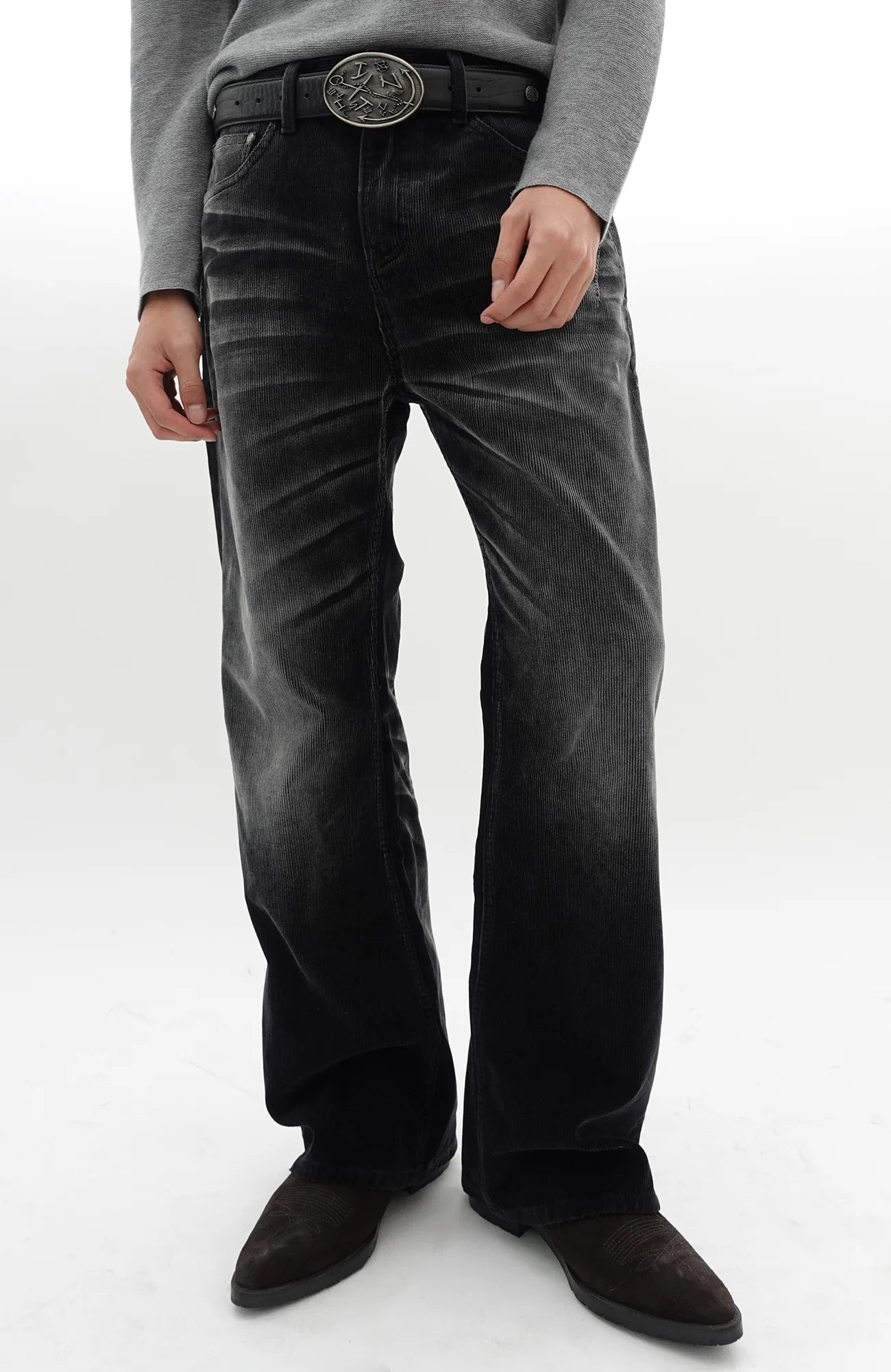 IN EXISTENCE Star Embroidered Corduroy Flare Jeans