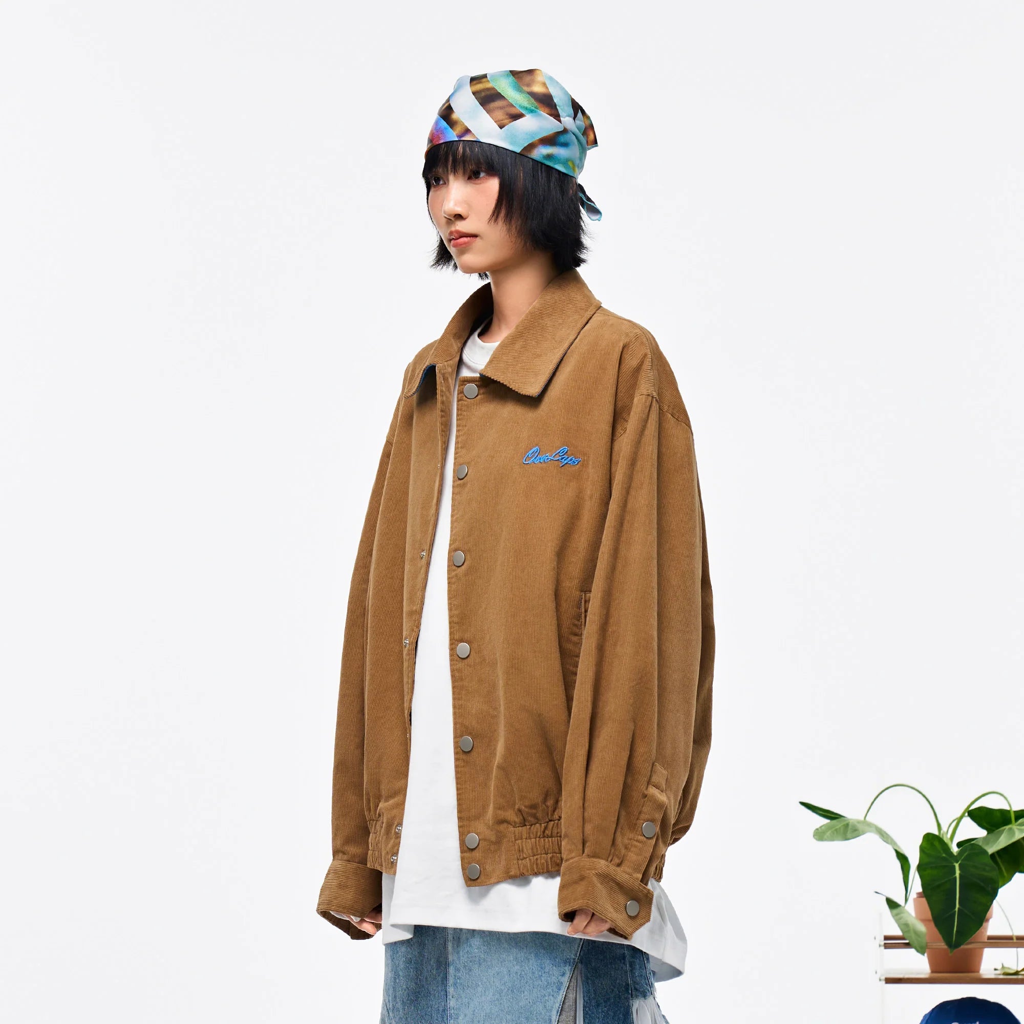 OVERLAPS Embroidered LOGO Utility Snap Jacket
