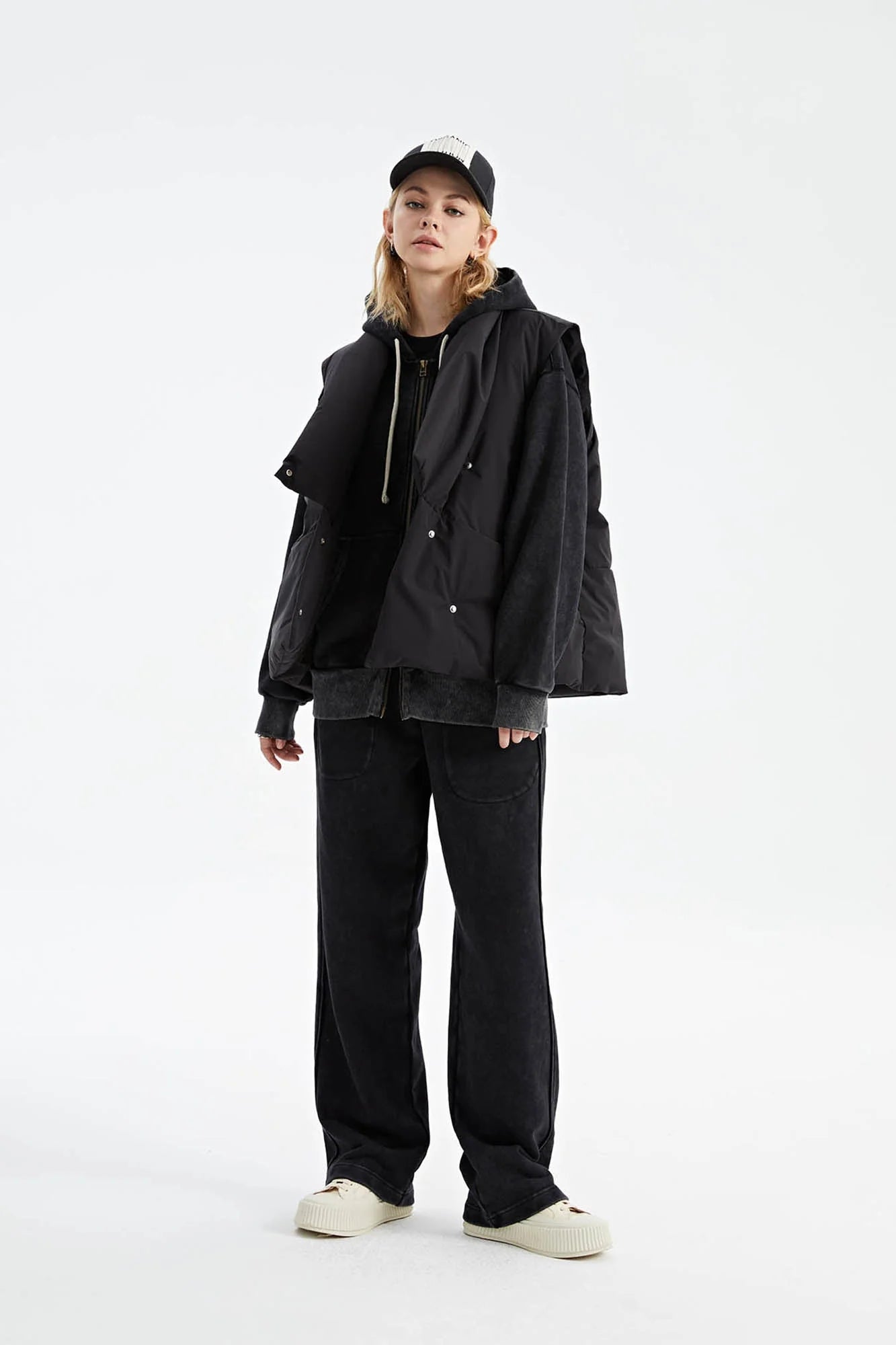 ORGANIC EMOTION Deconstructed Scarf Collar Down Vest