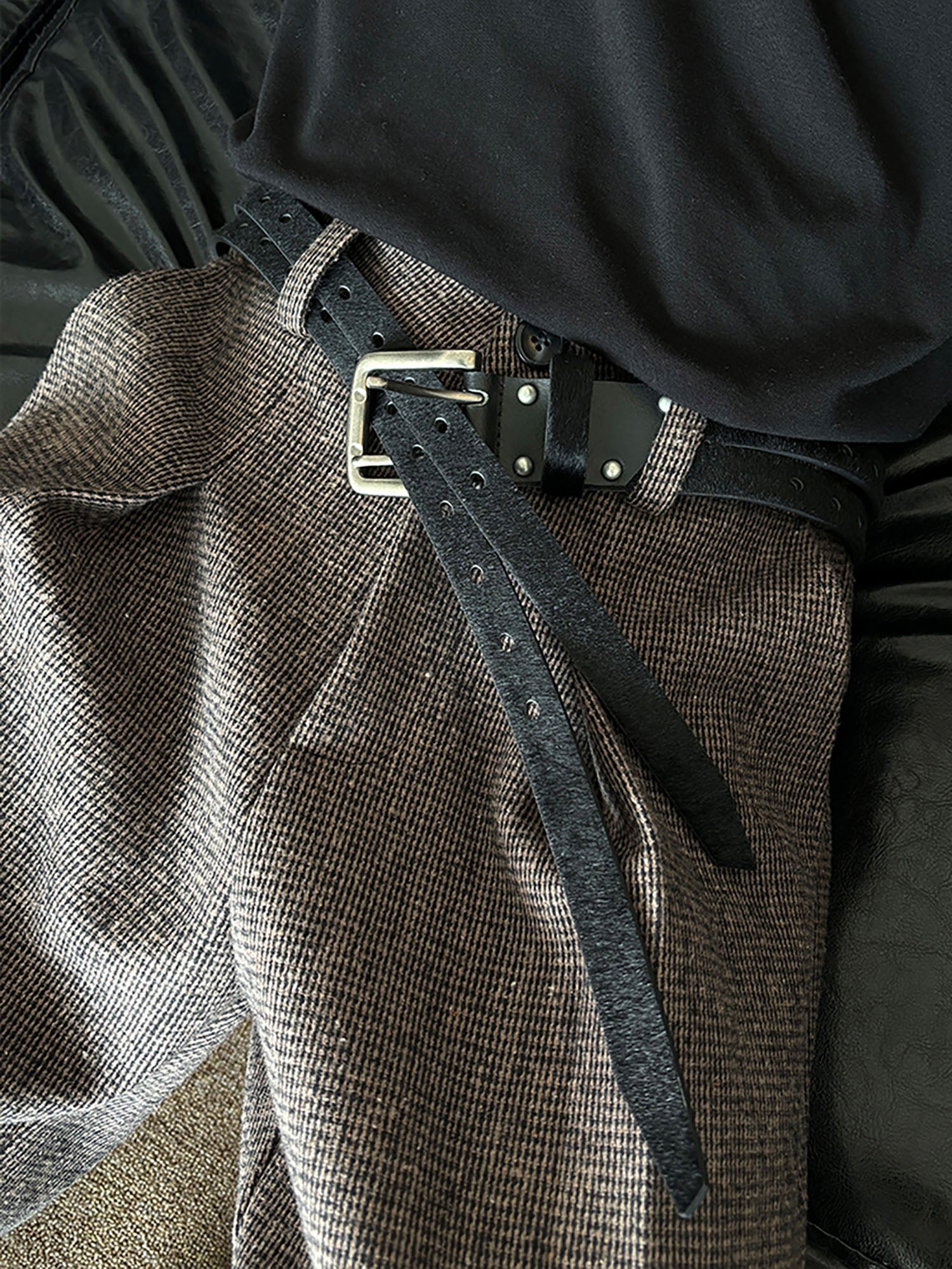 KREATE Perforated Double-Prong Faux Leather Belt