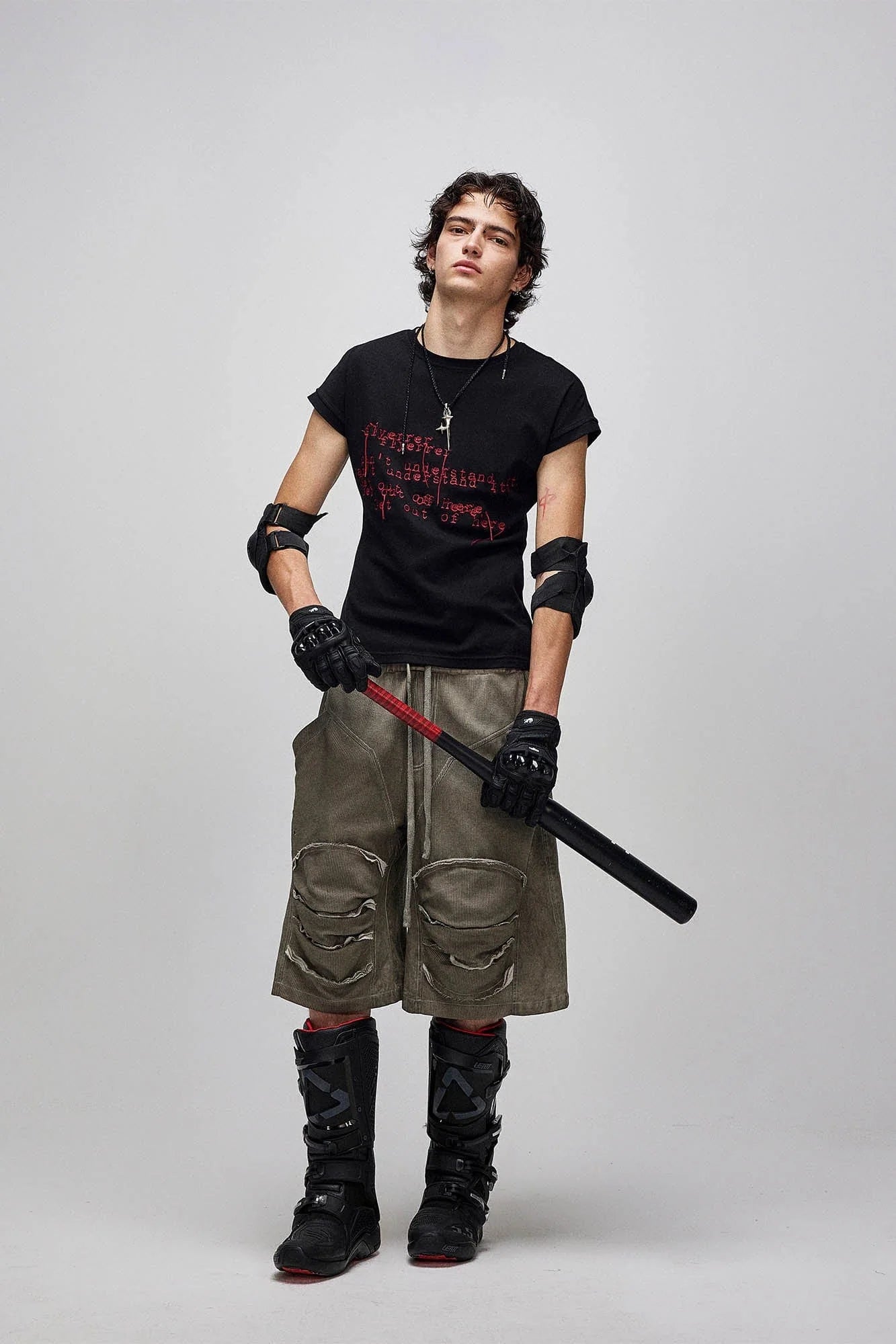 FLYERRER Dirty Fit Layered Frayed Knee Shorts