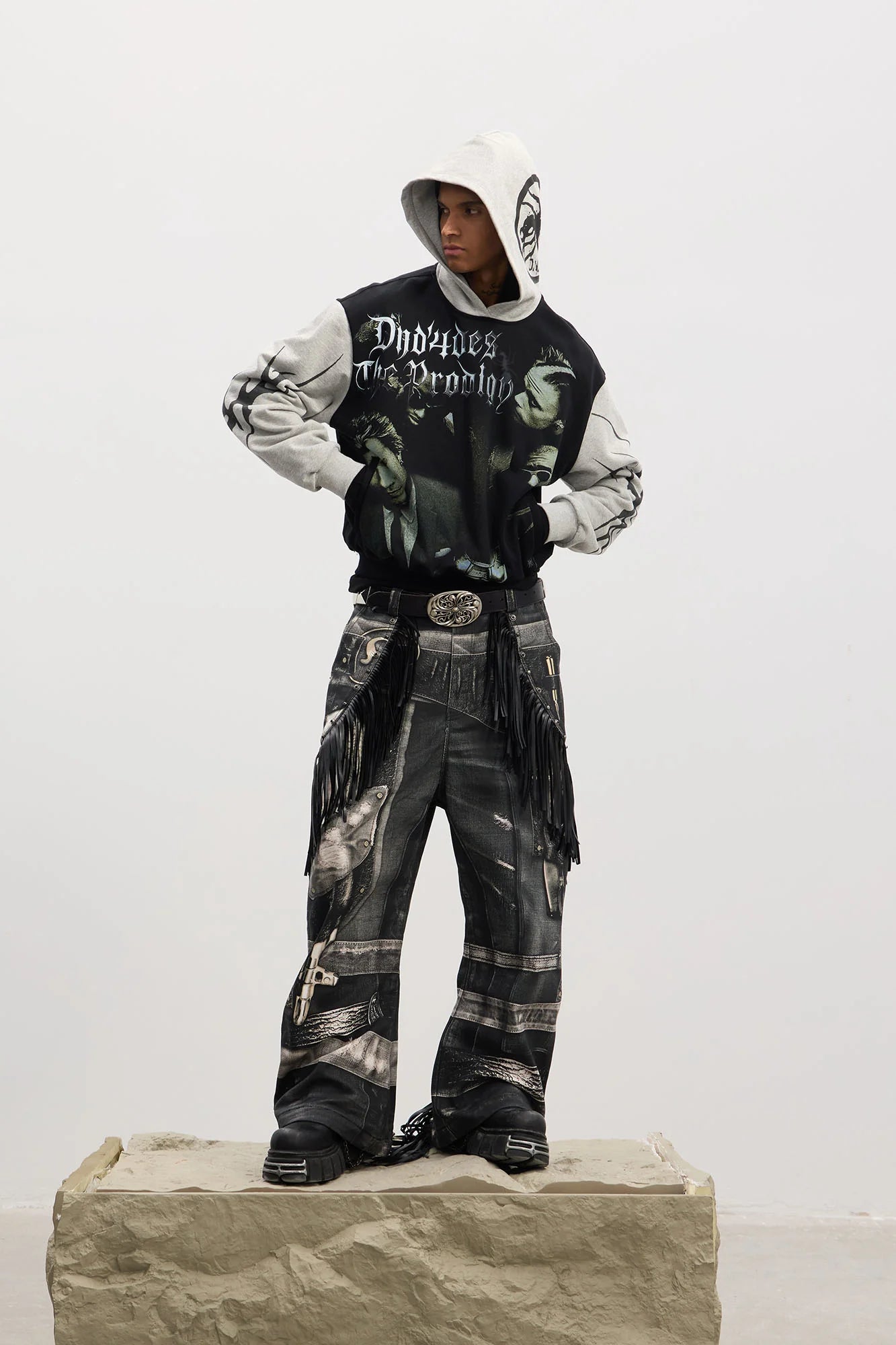 DND4DES Rockstar Full-Print Contrast Hoodie