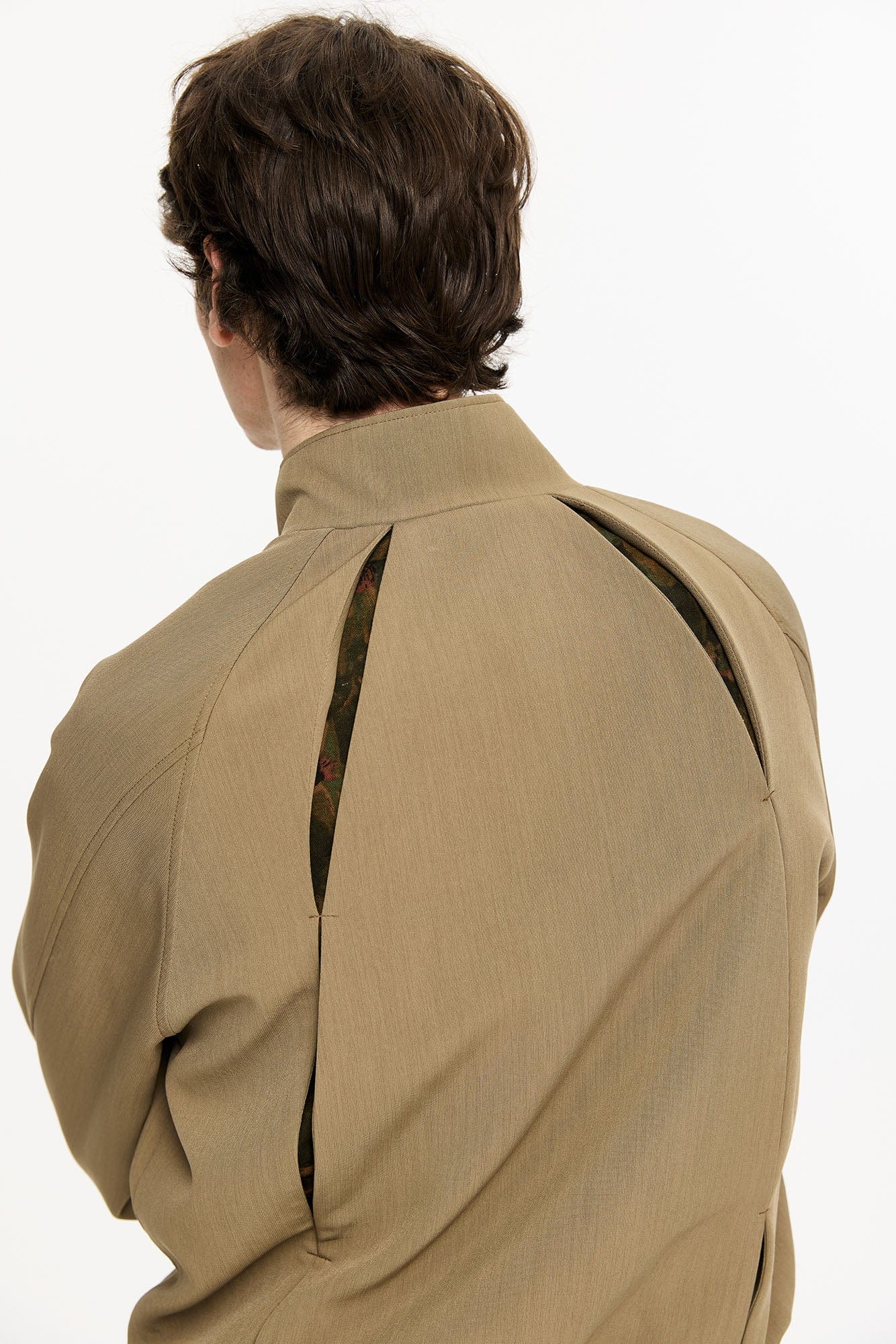 KREATE Floral-Lined Spliced Harrington Jacket
