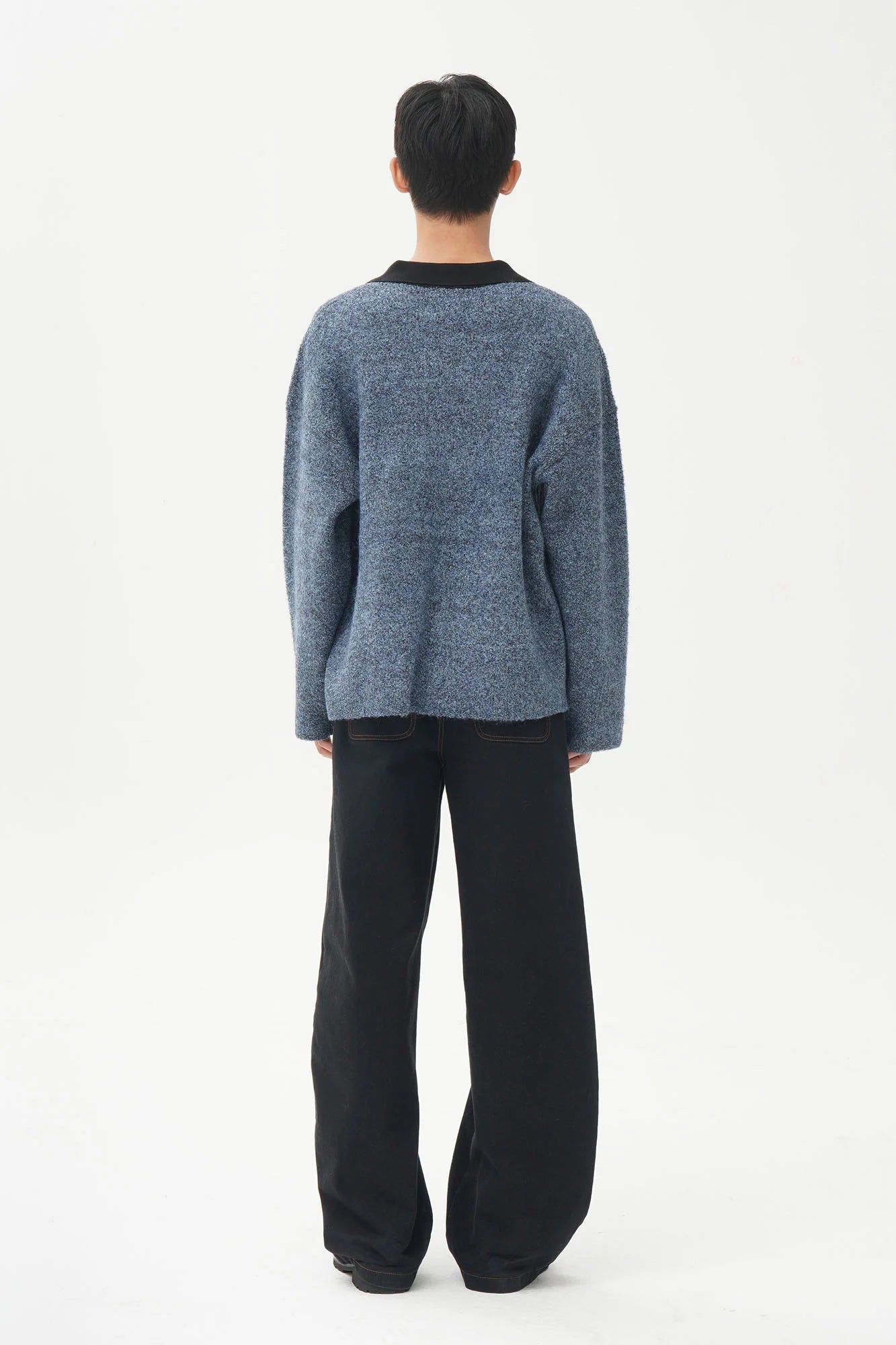 ORAL UTOPIA Lace-Up Polo Collar Knit Pullover