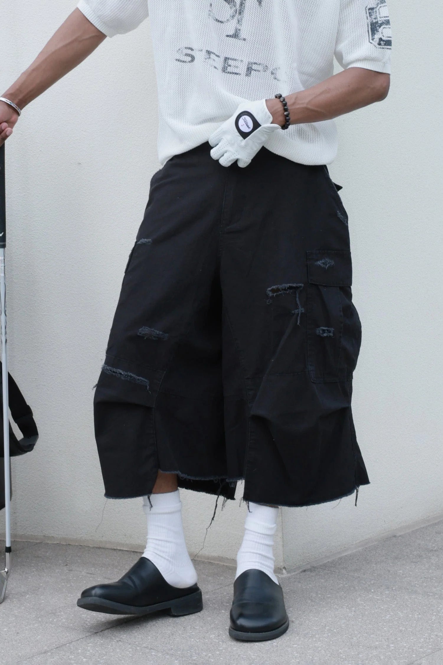 STEEPC Ripped Multi-Pocket Spliced Shorts