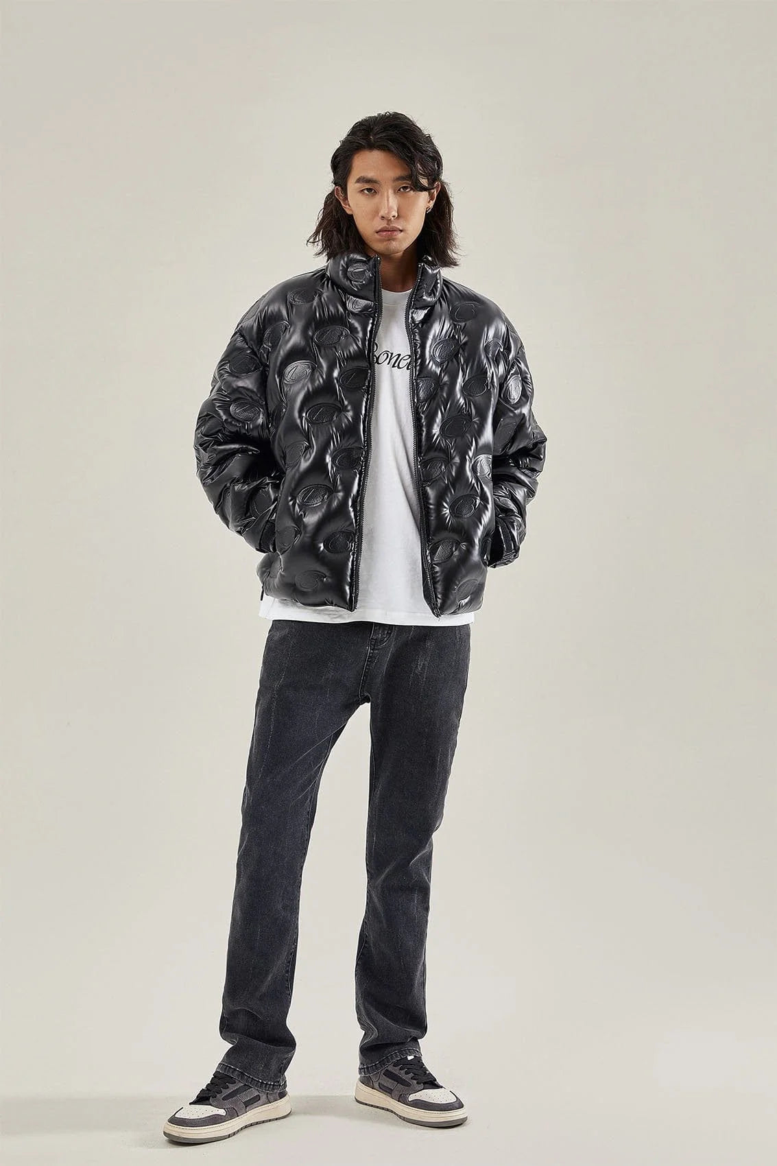 BONELESS High Collar Embossed Down Jacket