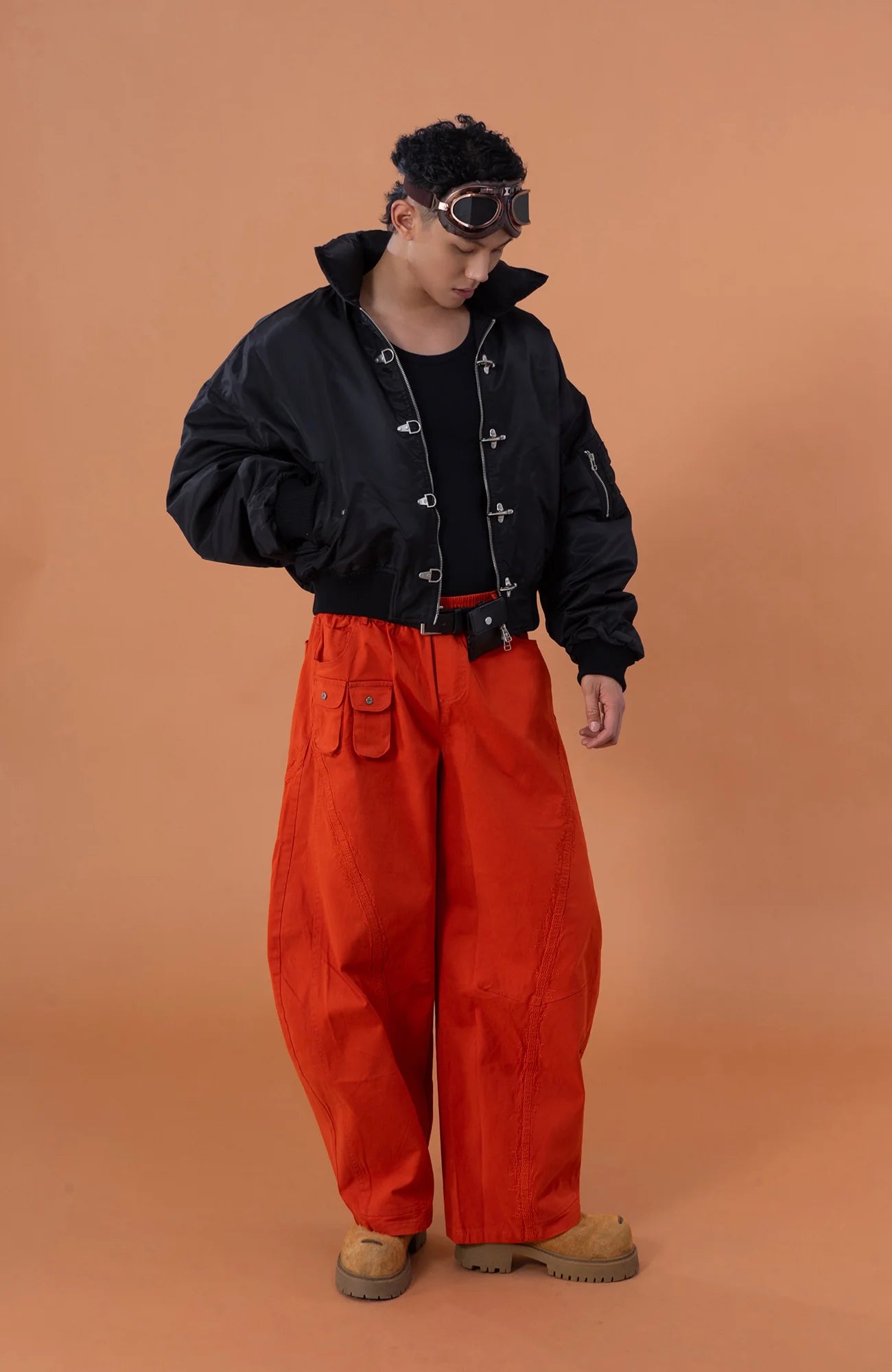 CLP Zigzag Contrast-Stitch Wide-Leg Pants