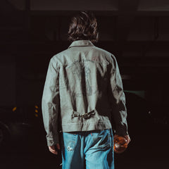 RICHILL Ancient Coin Graphic Curved-Sleeve Canvas Jacket