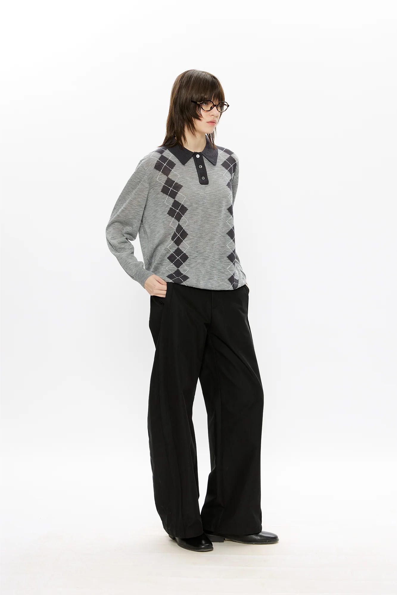 KREATE Retro Argyle Polo Sweater