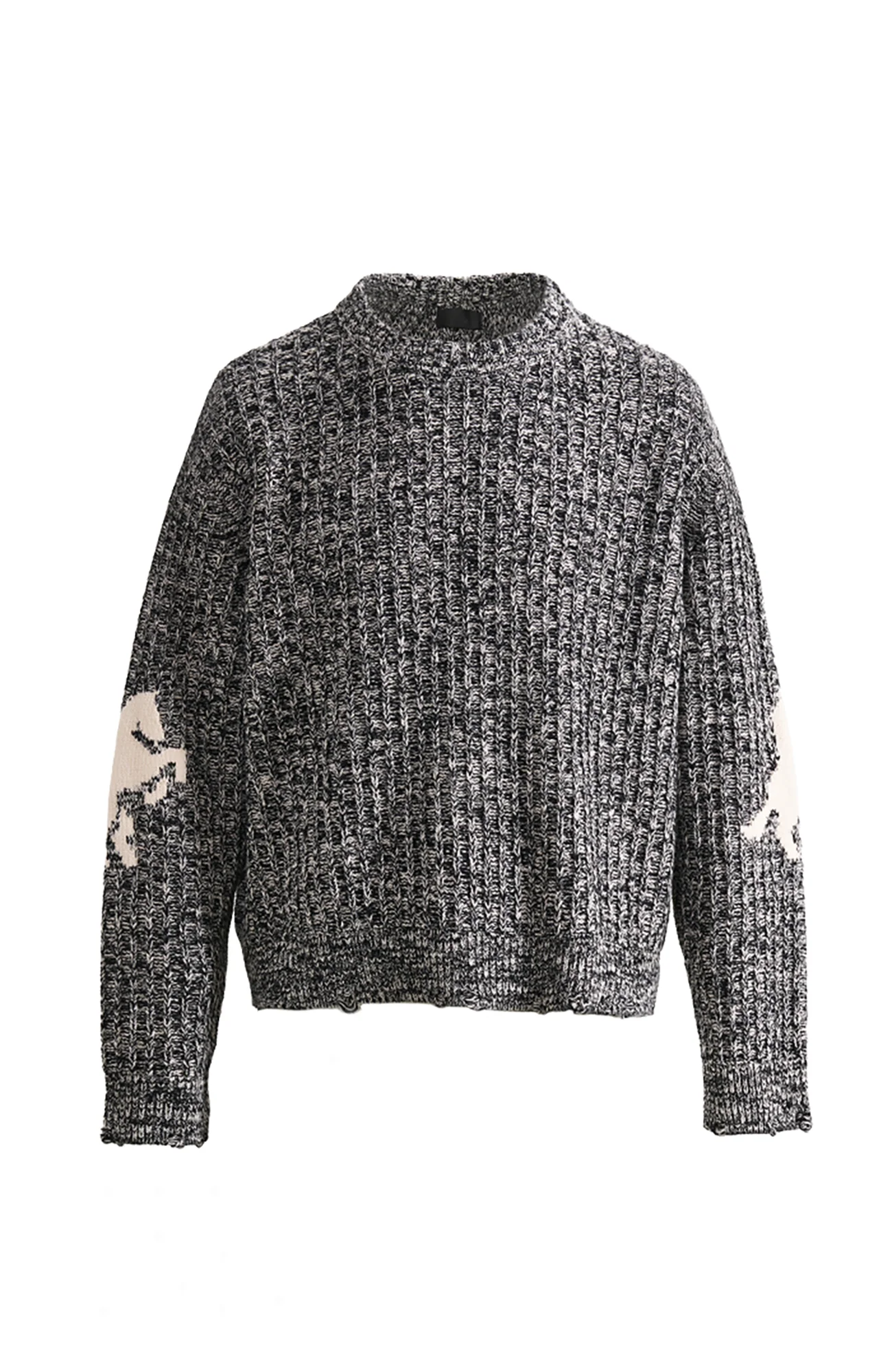 PMW Horse Elbow Patched Cable-Knit Sweater