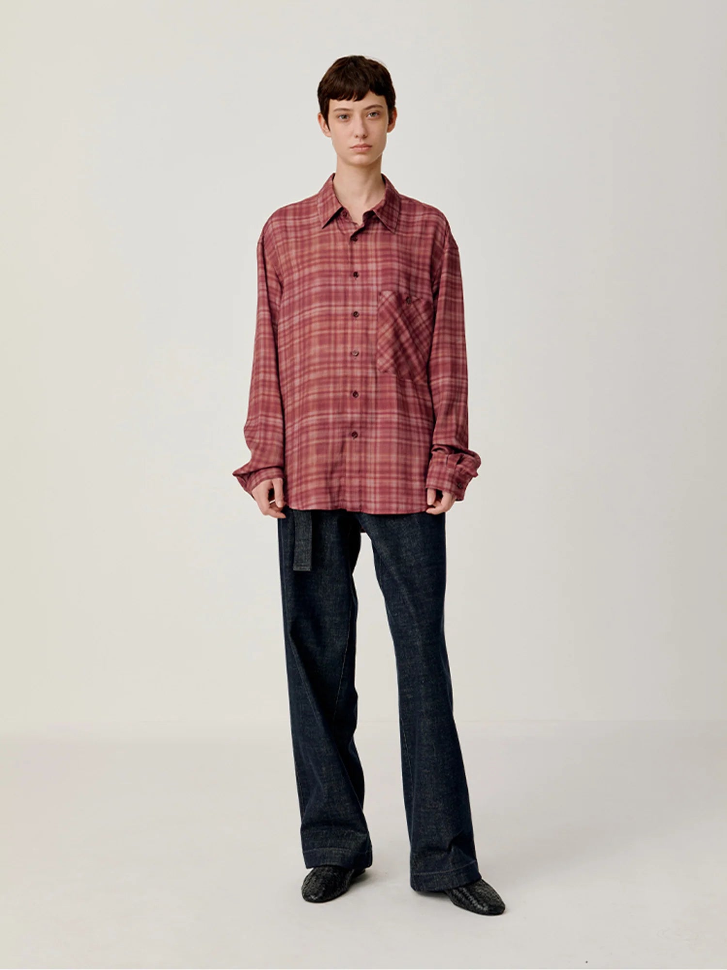 OPICLOTH Classical Oversized Plaid Shirt