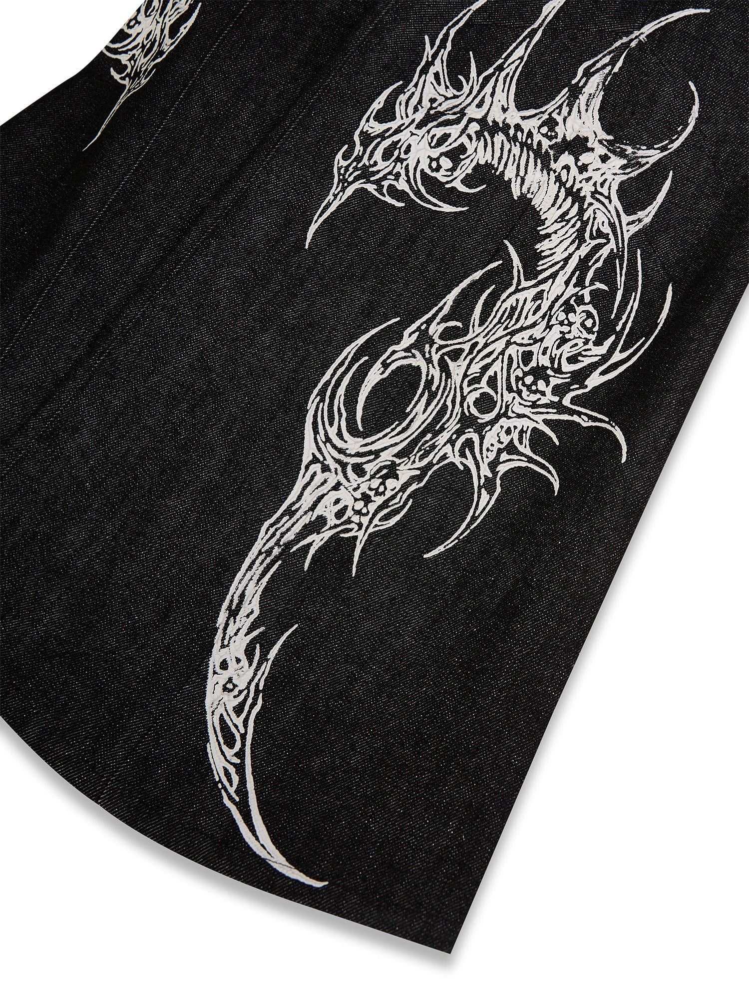 FLYERRER Abstract Graphic Flared Raw Jeans