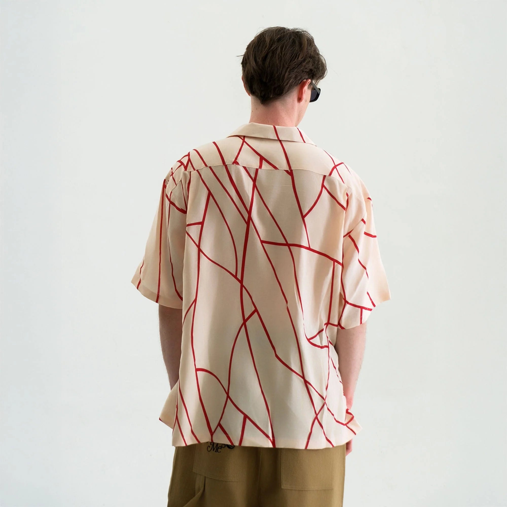 WIID Abstract Line Oversized Cuban Half Shirt