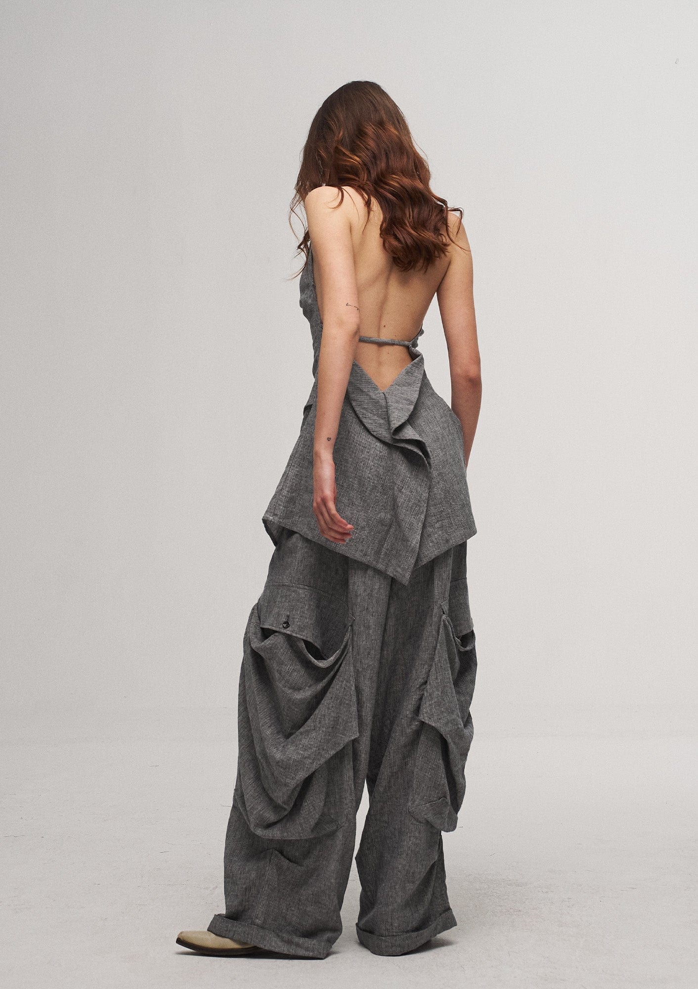 ILNya Nieternite Nifutur Big Pockets Cotton-Linen Wide-Leg Pants