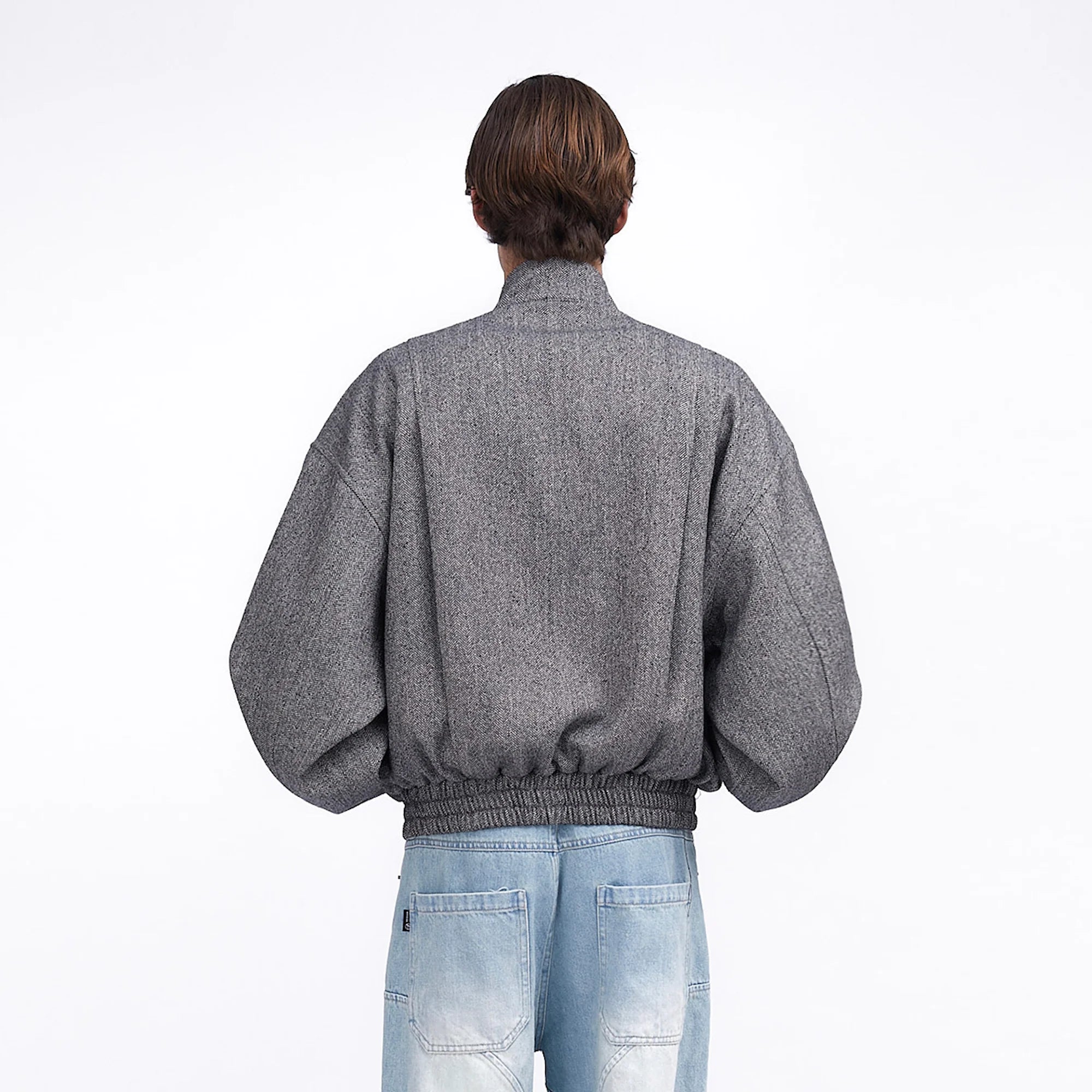 ASSEEN Horse Graphic Herringbone Bomber Jacket