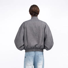 ASSEEN Horse Graphic Herringbone Bomber Jacket