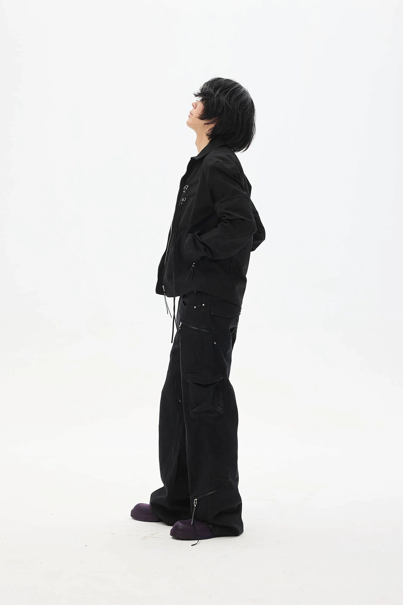 WHISTLEHUNTER Spliced Fringe-Zip Cinched-Waist Jacket